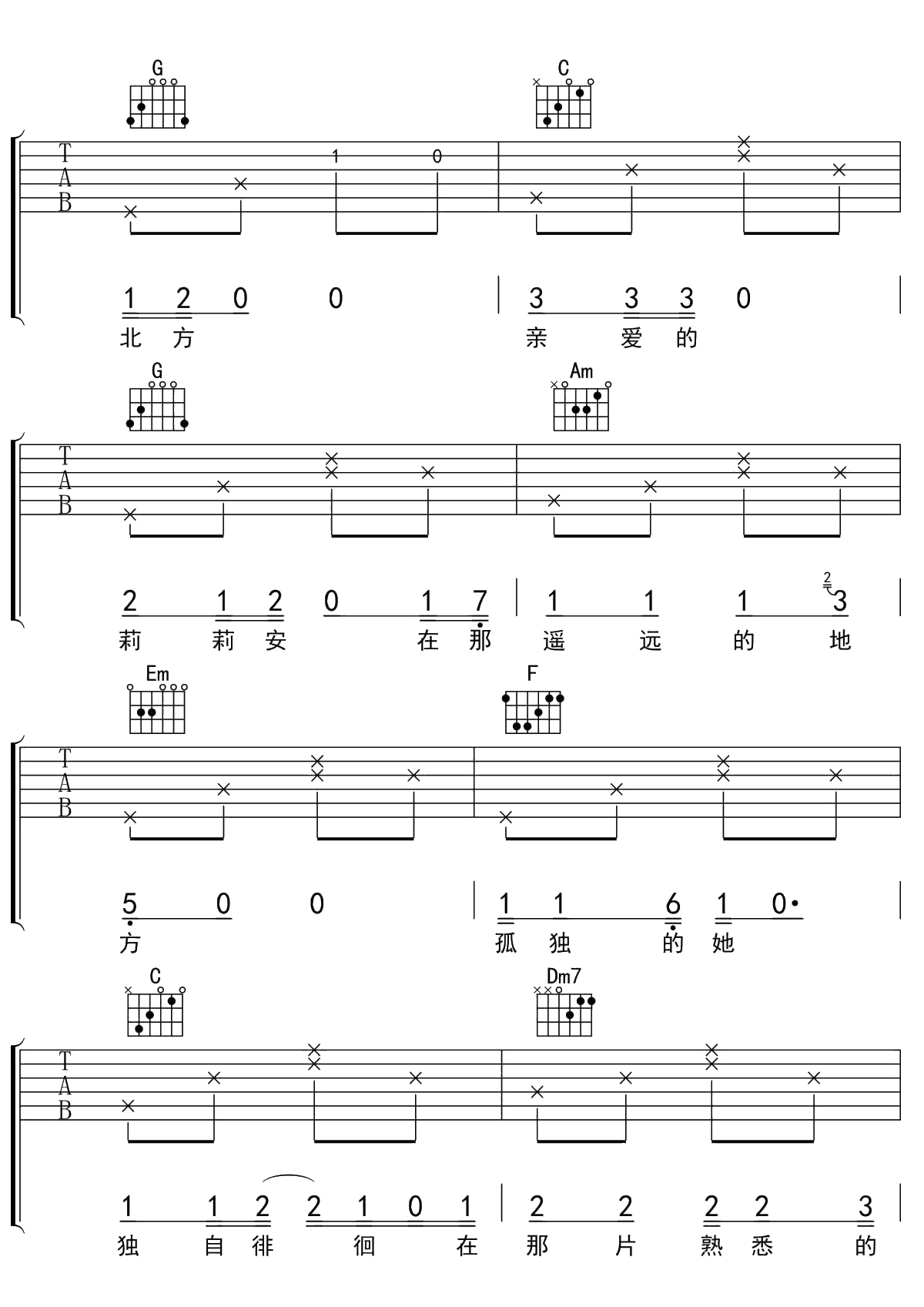 我不是你的宋冬野吉他谱 C调吉他弹唱谱 林启得3