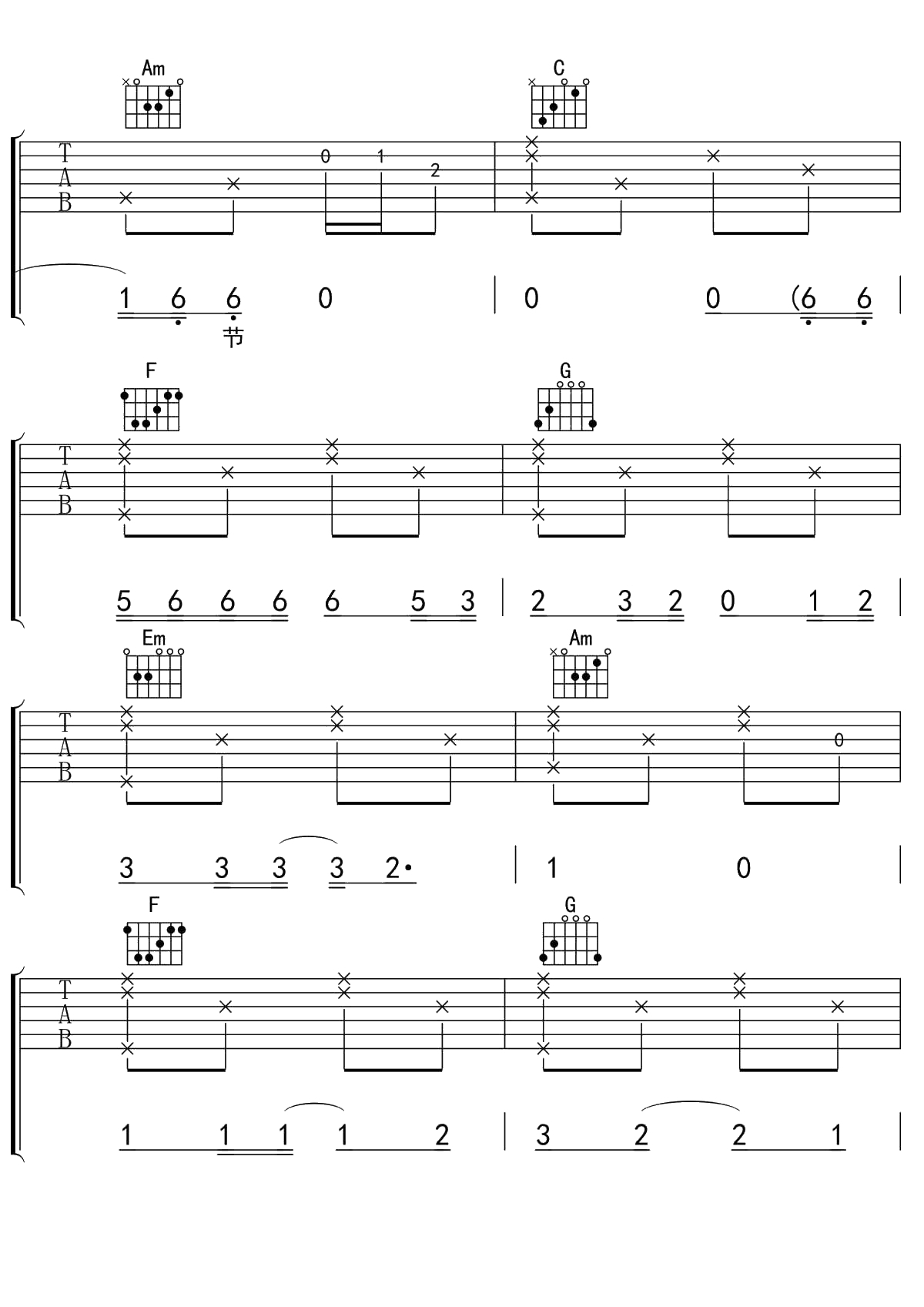我不是你的宋冬野吉他谱 C调吉他弹唱谱 林启得6