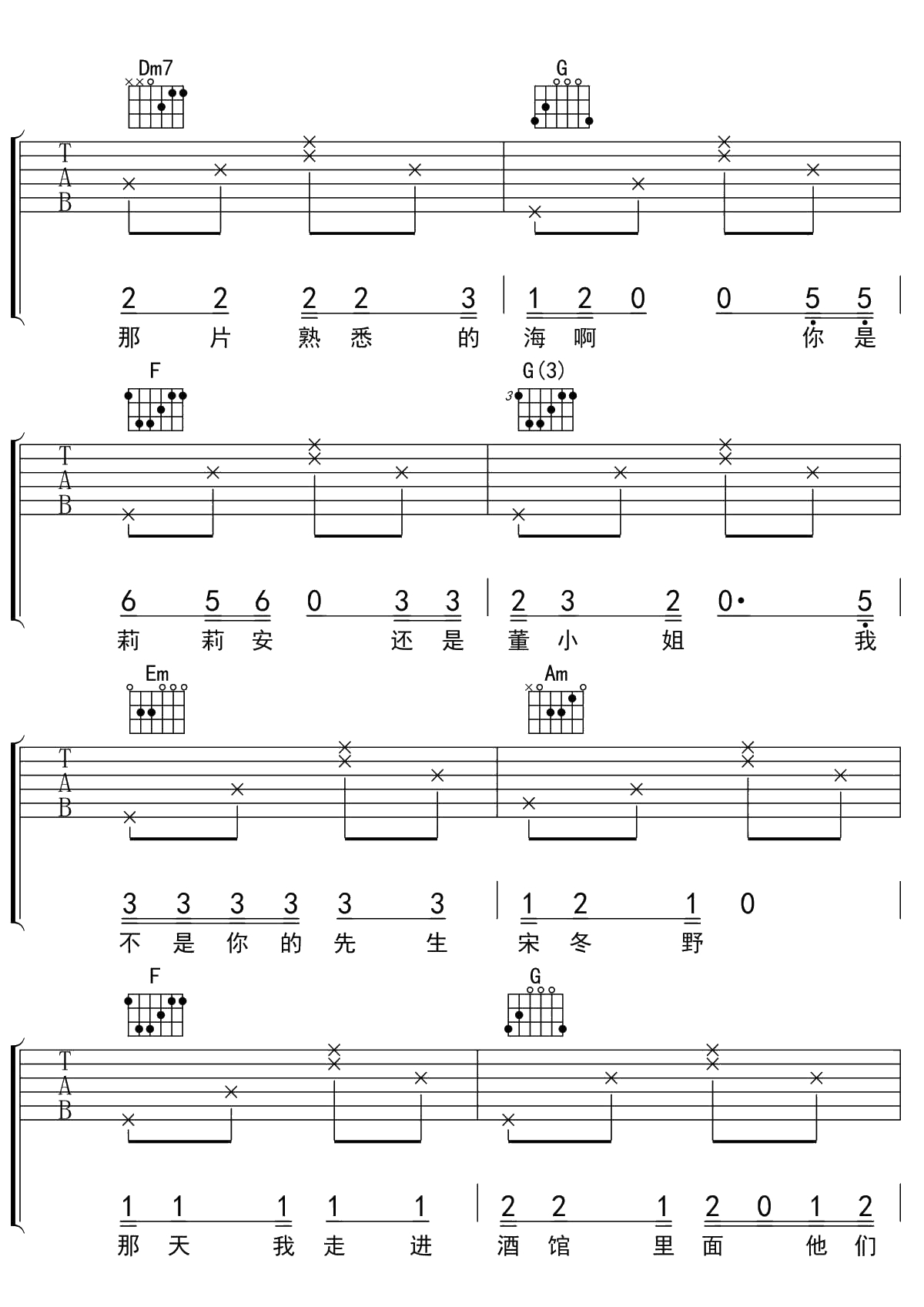 我不是你的宋冬野吉他谱 C调吉他弹唱谱 林启得10