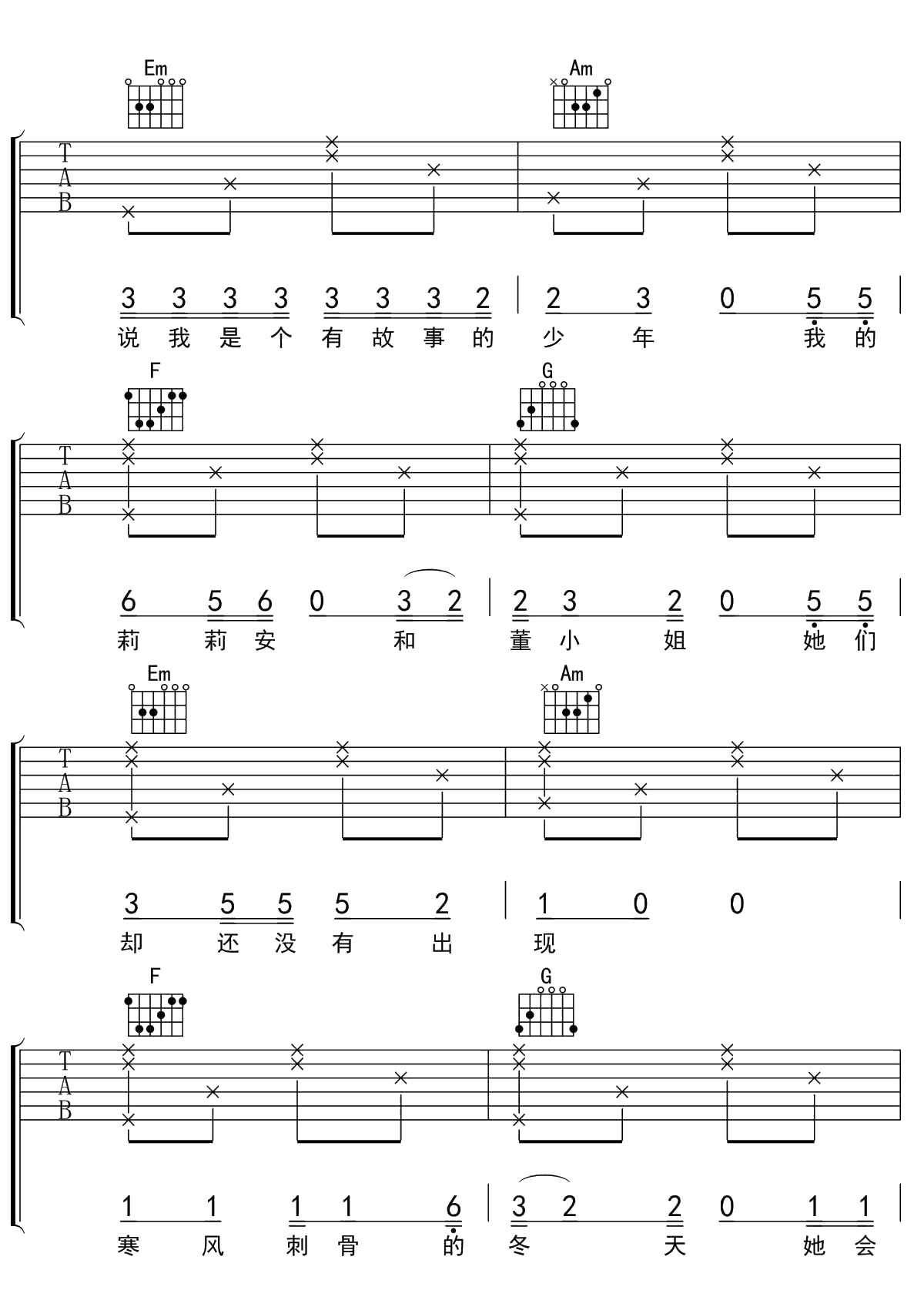 我不是你的宋冬野吉他谱 C调吉他弹唱谱 林启得11