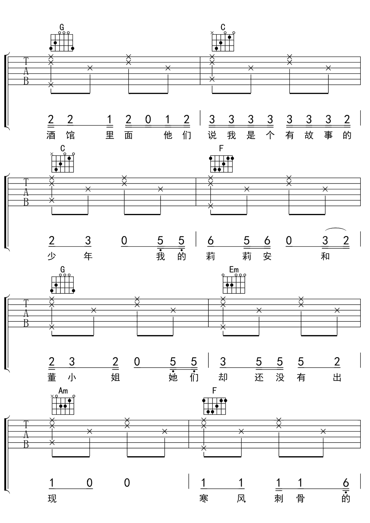 我不是你的宋冬野吉他谱 C调吉他弹唱谱 林启得13