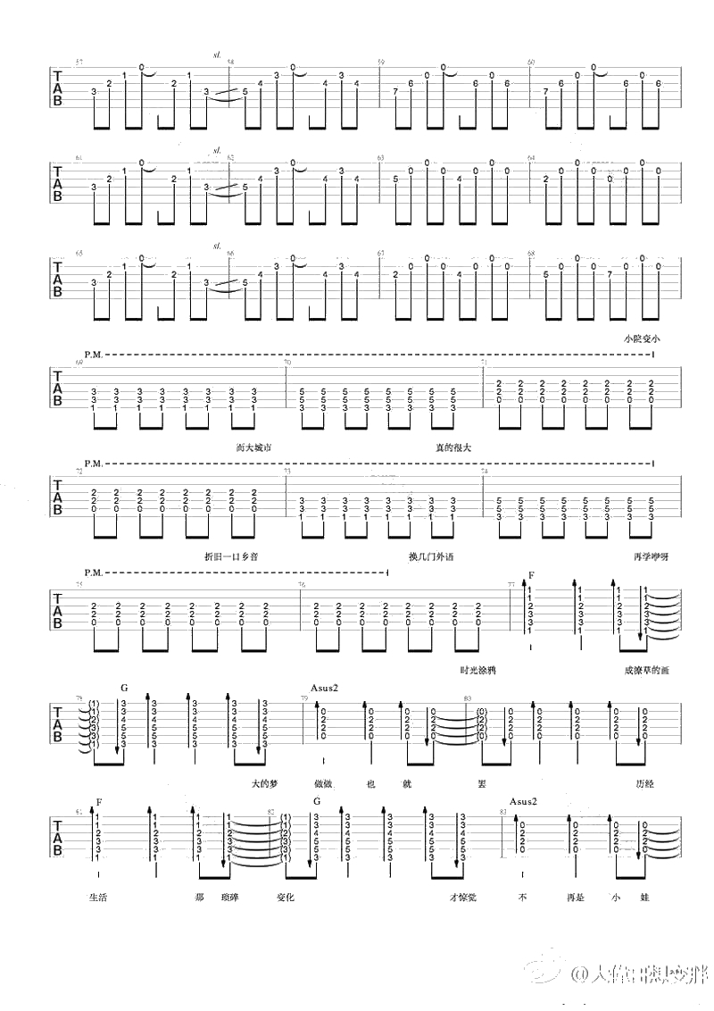 小娃吉他谱 马雨阳 小娃六线谱(民谣歌曲弹唱)3