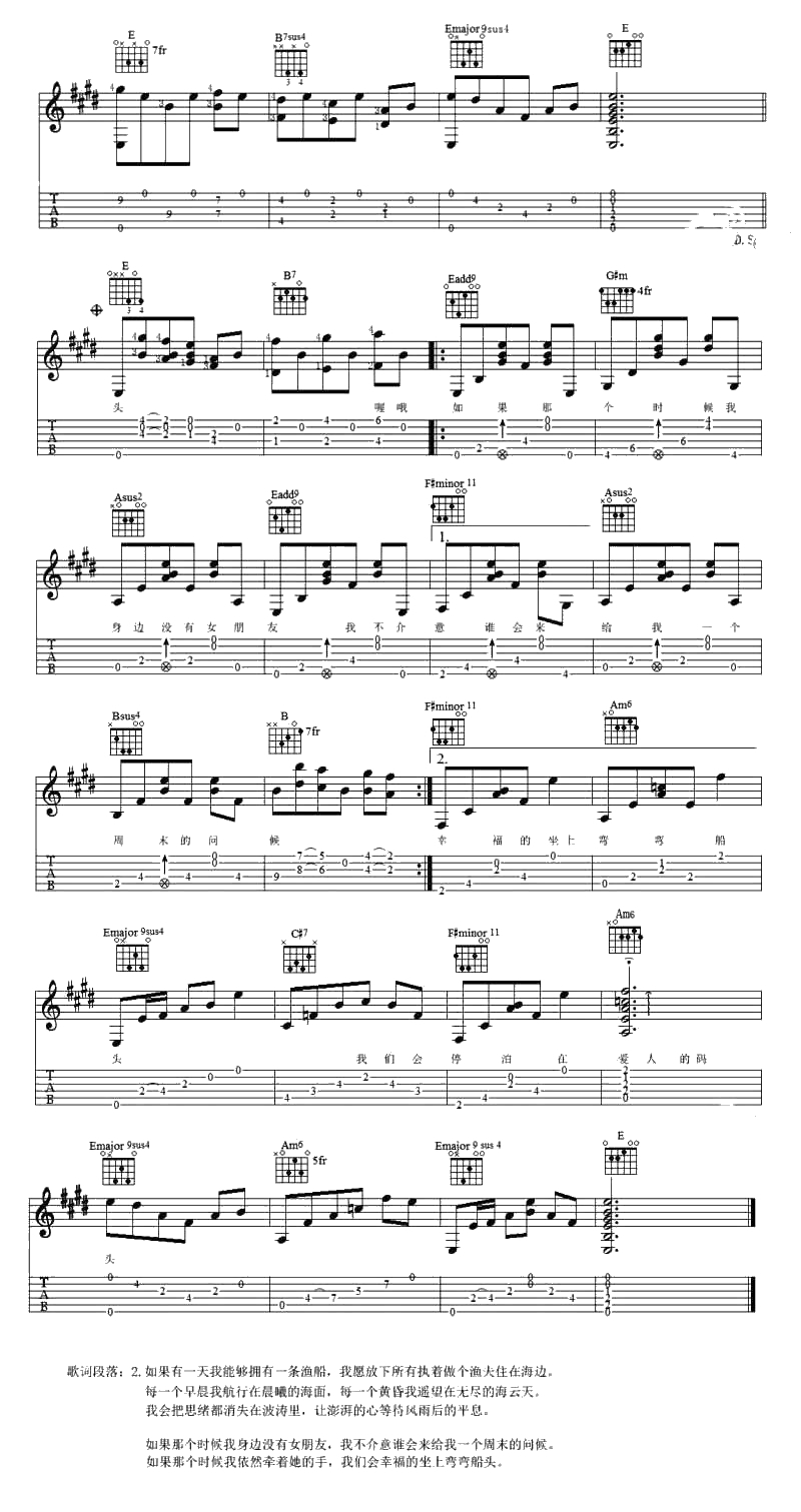 农夫渔夫吉他谱 小猛 农夫渔夫弹唱谱原版编配3