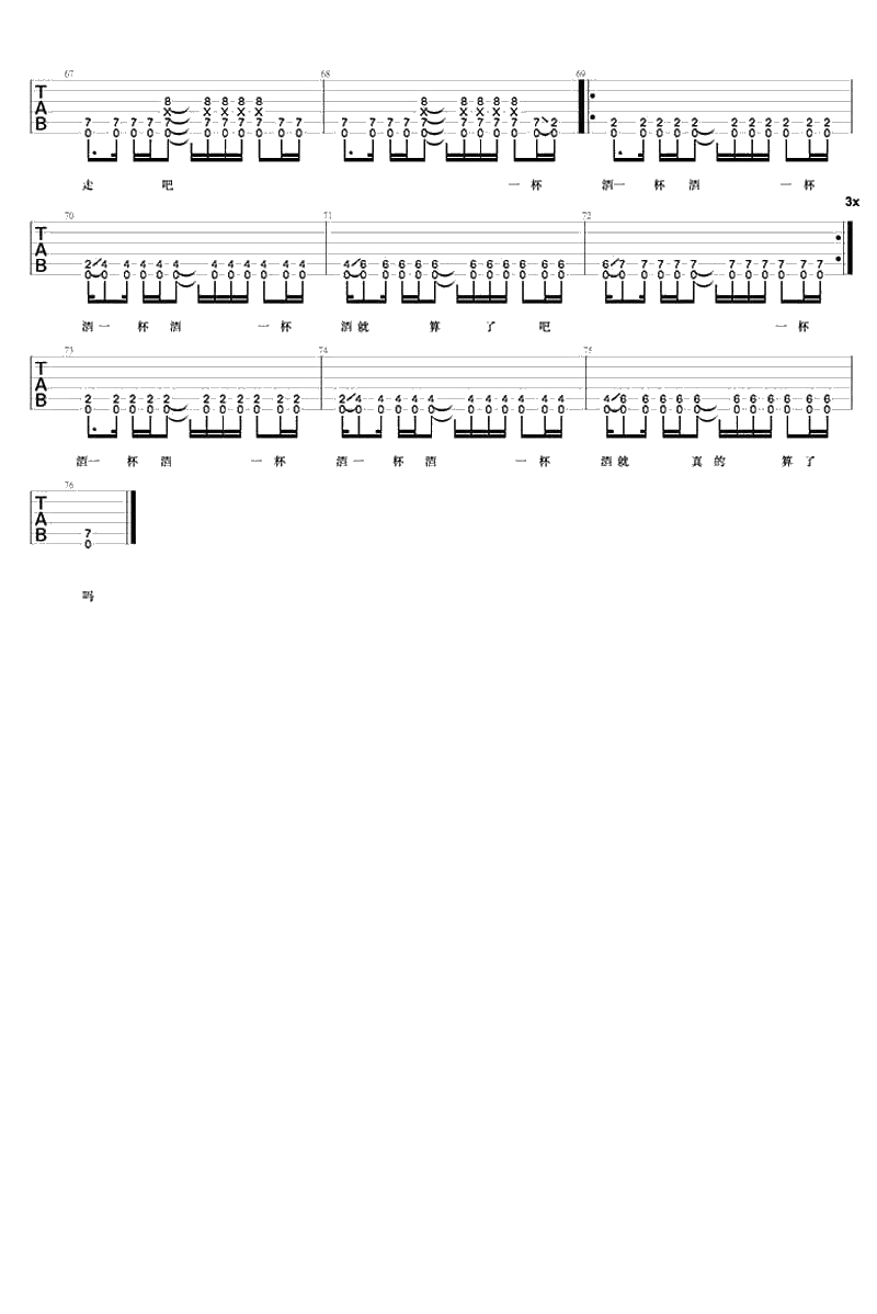 南京路上的心碎少女吉他谱 何大河 六线谱(完整版)4