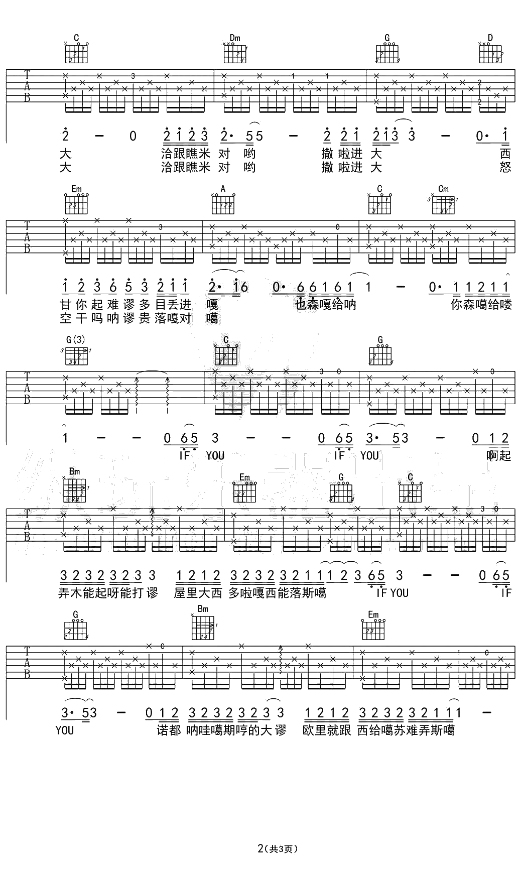 IF YOU 吉他谱 BigBang2