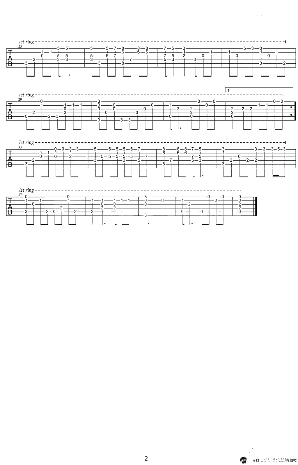 寂静之声指弹吉他谱 The Sound Of Silence吉他独奏谱2