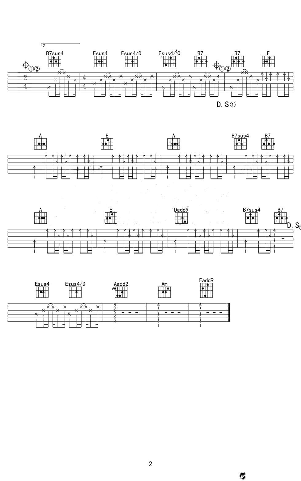 流川枫与苍井空吉他谱 E调 黑撒乐队 六线谱2