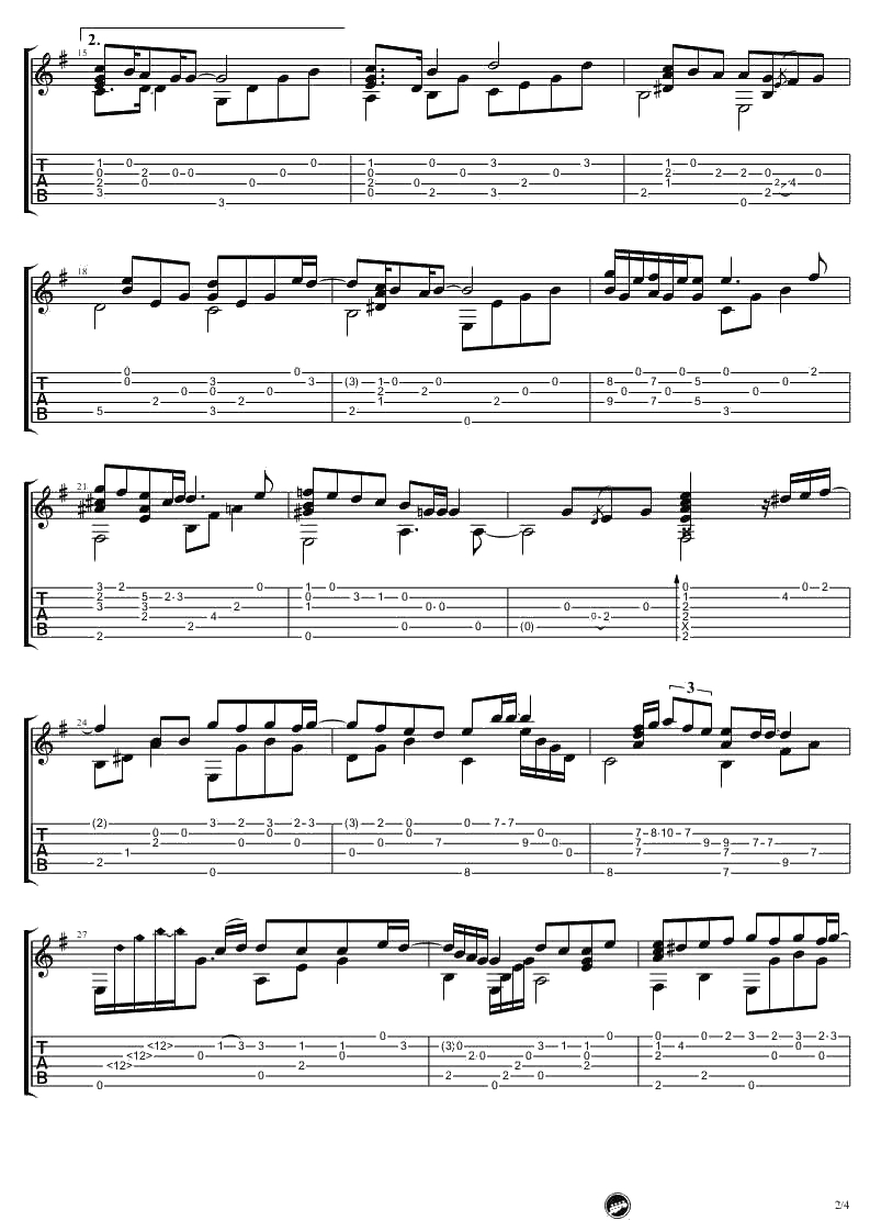 雪之华吉他谱 中岛美嘉《雪の华》指弹谱2