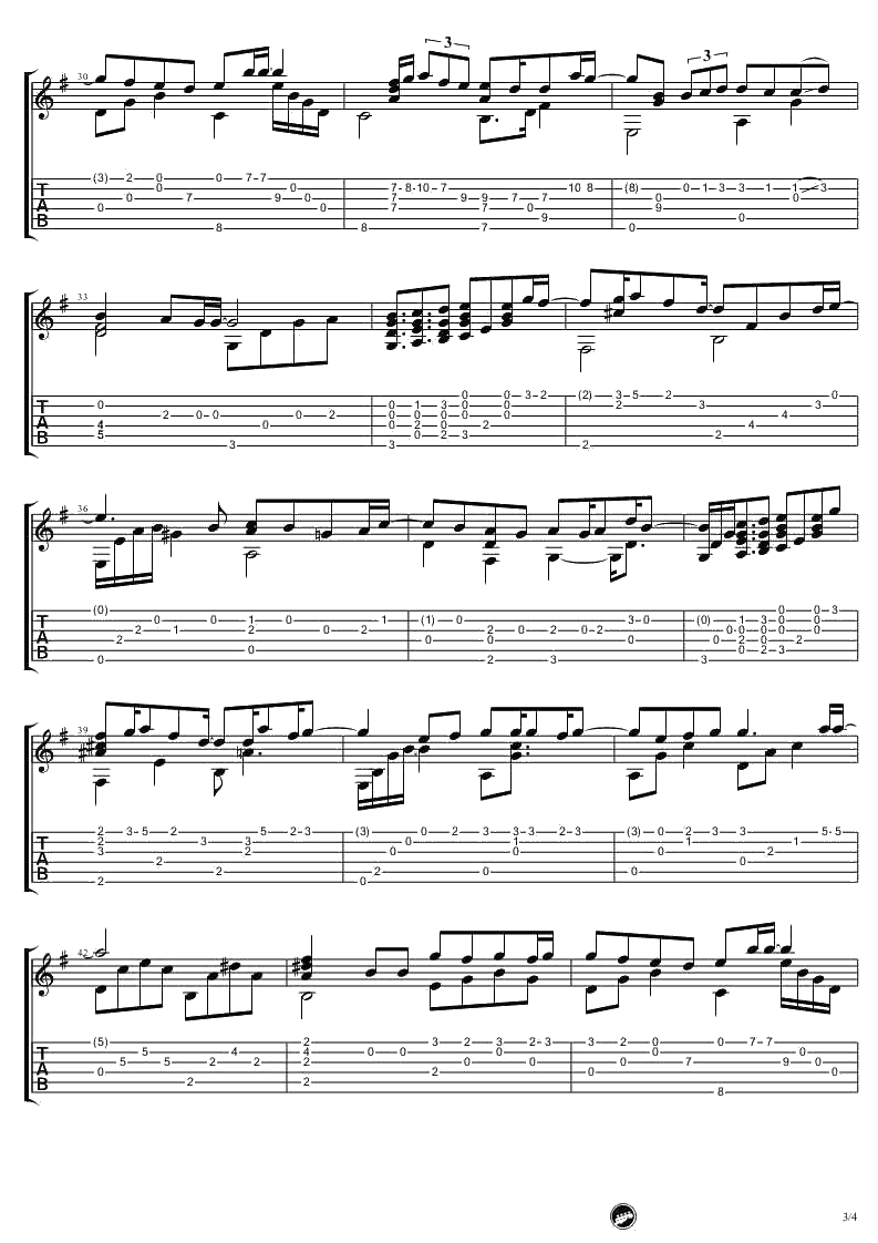 雪之华吉他谱 中岛美嘉《雪の华》指弹谱3