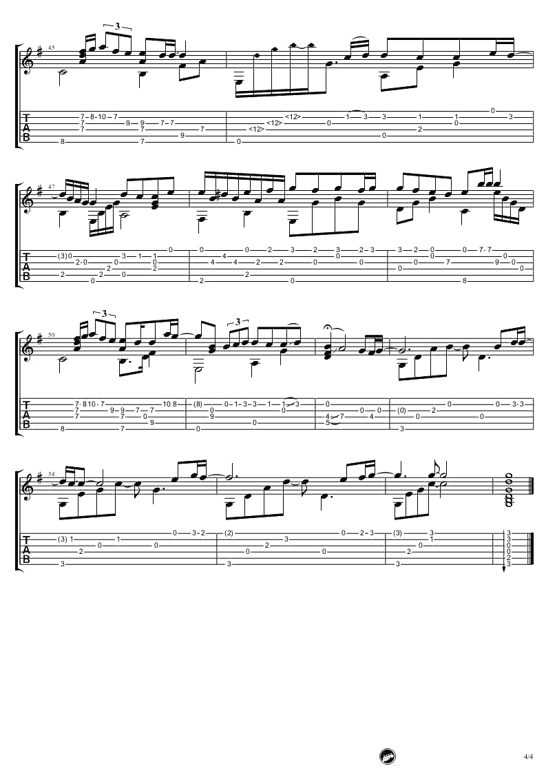 雪之华吉他谱 中岛美嘉《雪の华》指弹谱4