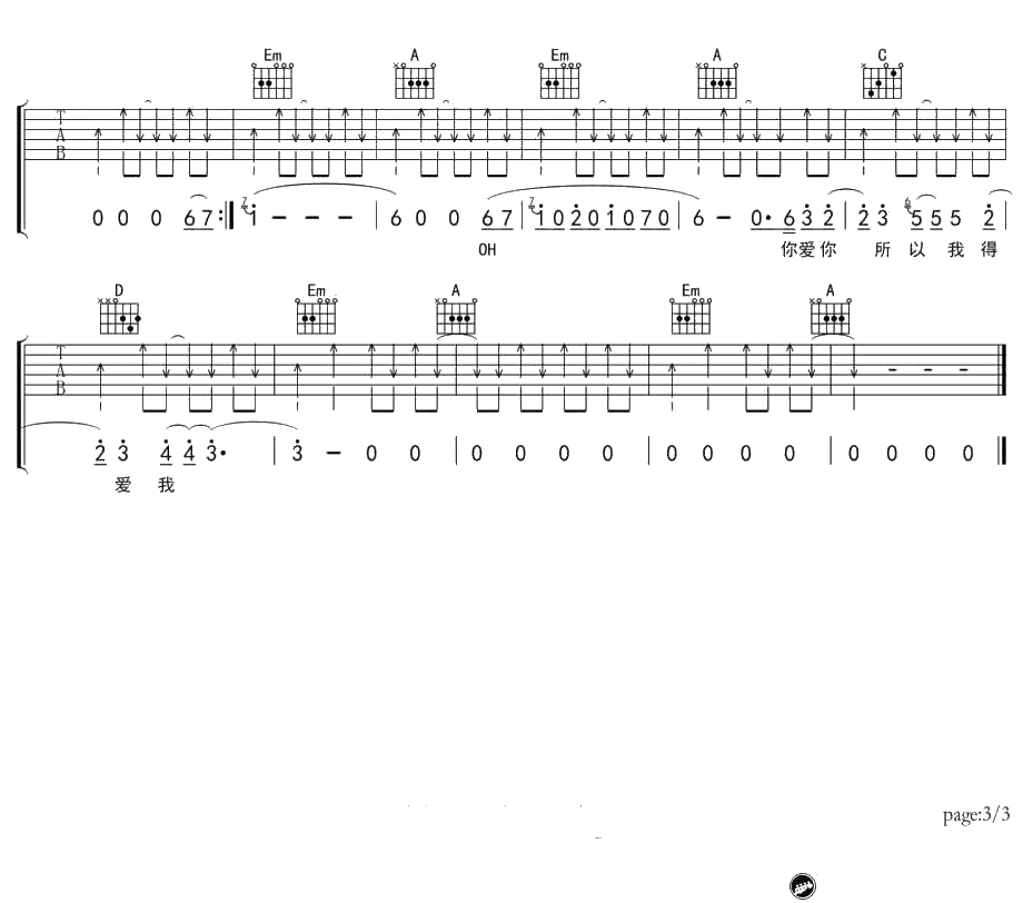 你快乐未必我快乐吉他谱 田馥甄演唱会简单版3