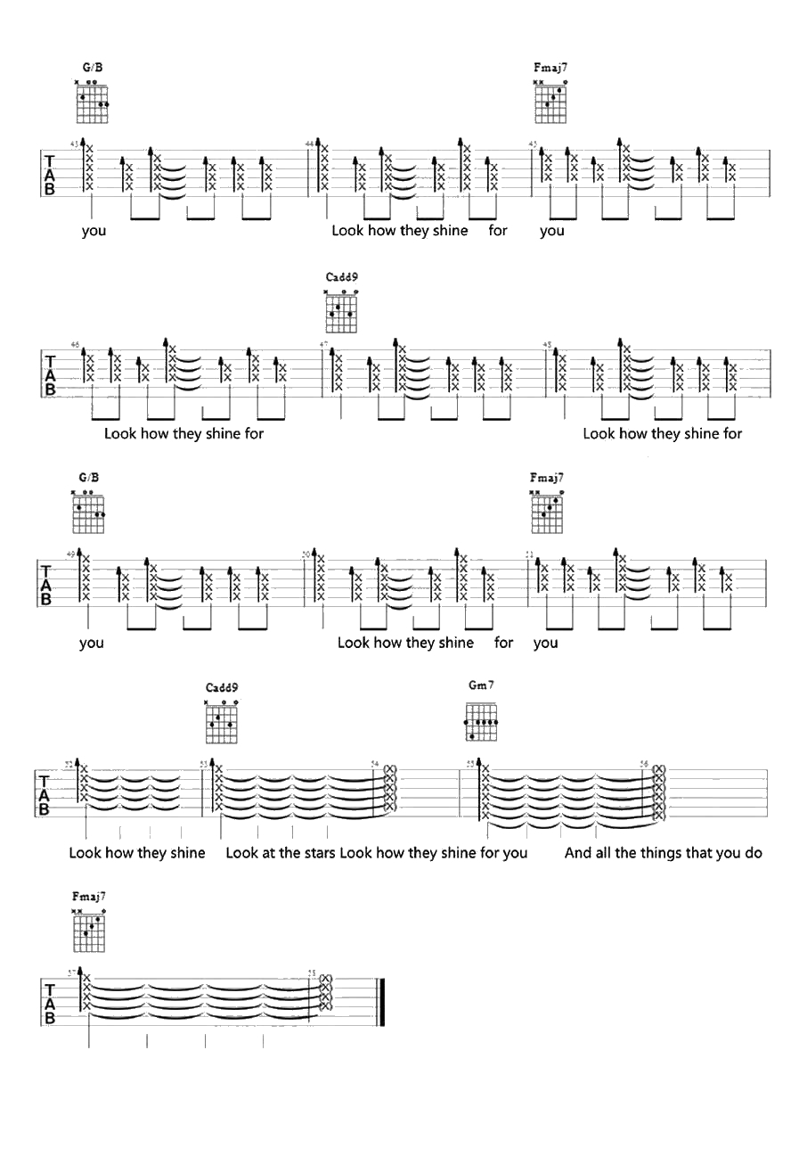 Yellow吉他谱 Coldplay 酷玩乐队六线谱 弹唱4