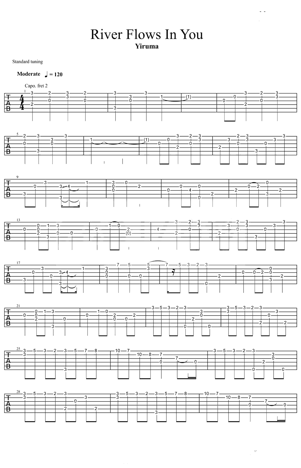 River Flows In You吉他谱 Yiruma李闰岷 郑成河1