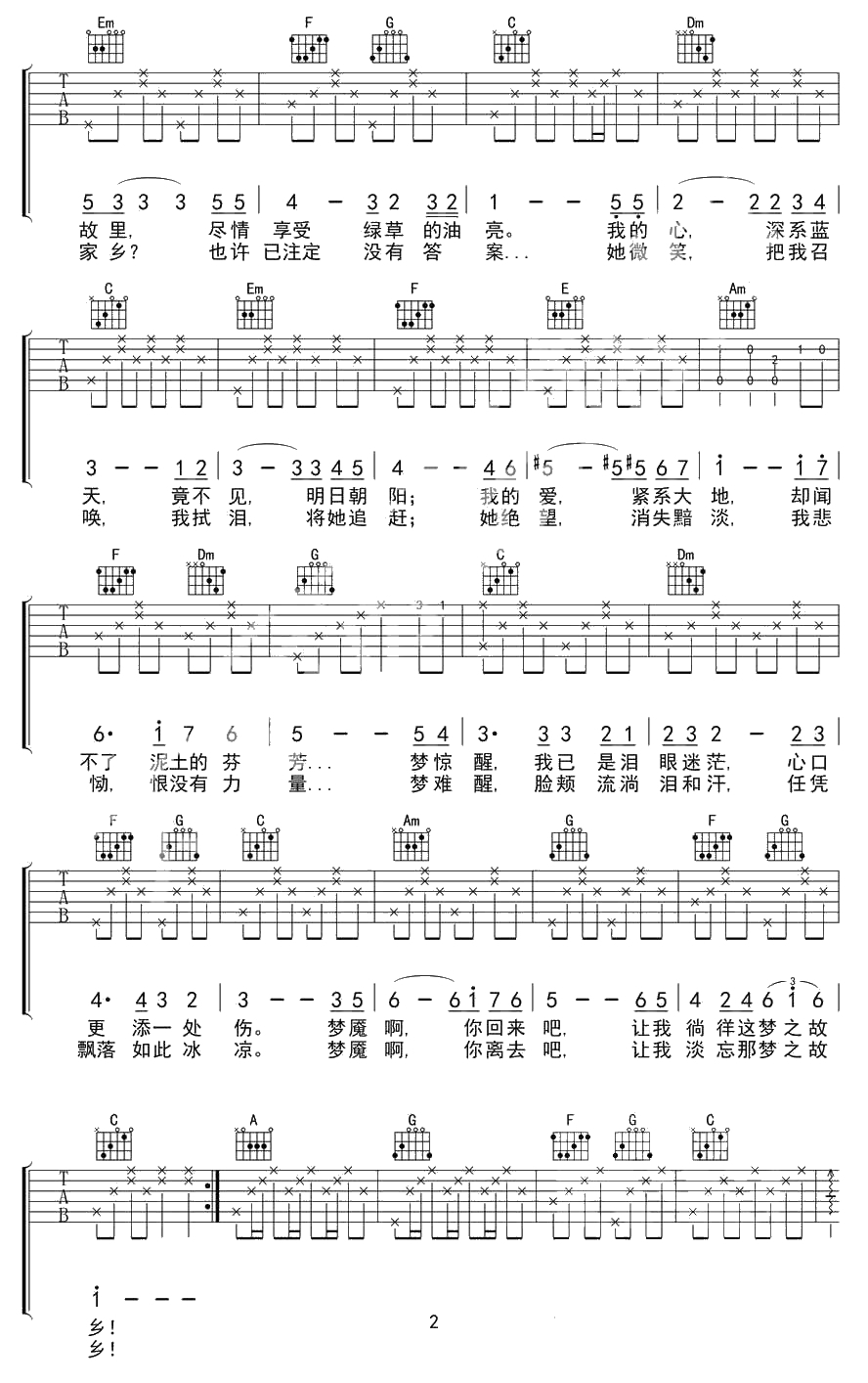 星空的叙述吉他谱 《雷欧奥特曼》插曲 中文版弹唱谱2