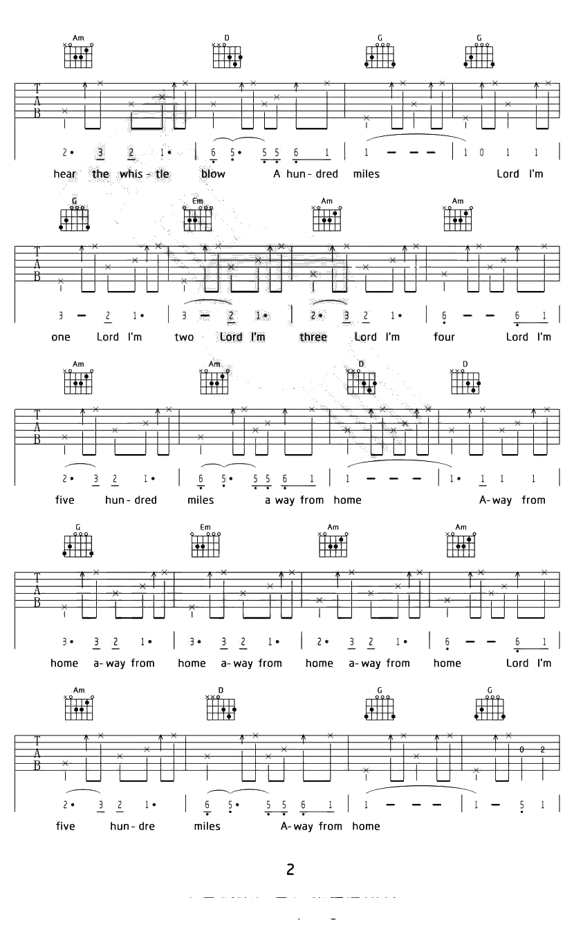 500 Miles吉他谱 Five Hundred Miles吉他谱 醉乡民谣主题曲2