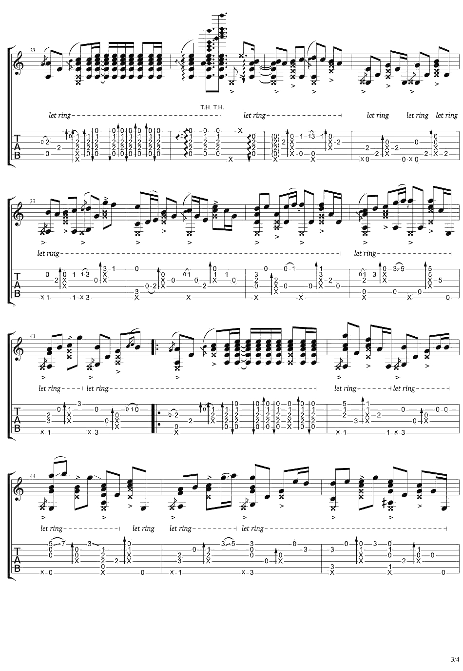 红颜旧指弹吉他谱 琅琊榜插曲 吉他独奏谱3