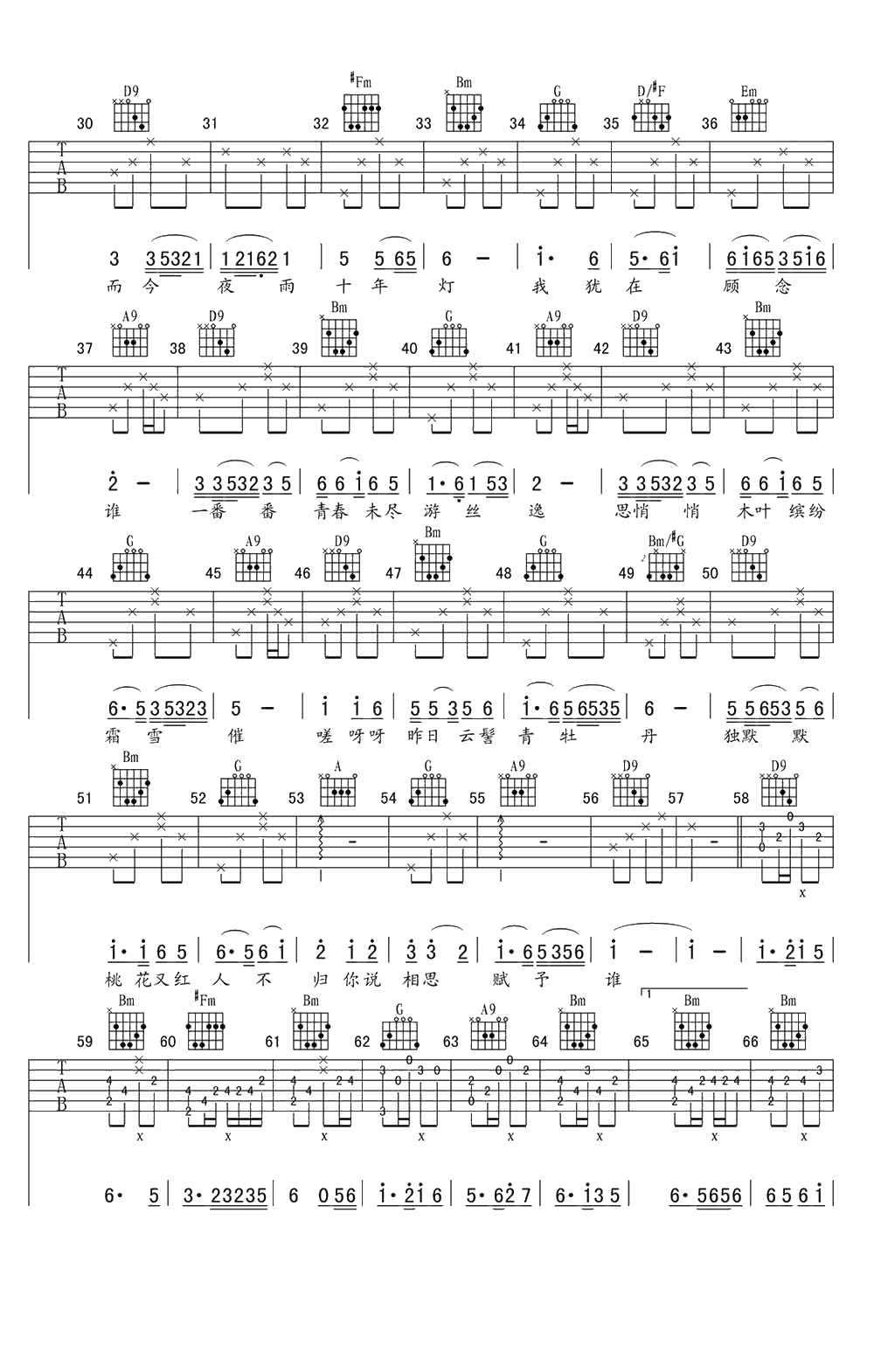 相思赋予谁吉他谱 好妹妹乐队 吉他六线谱2