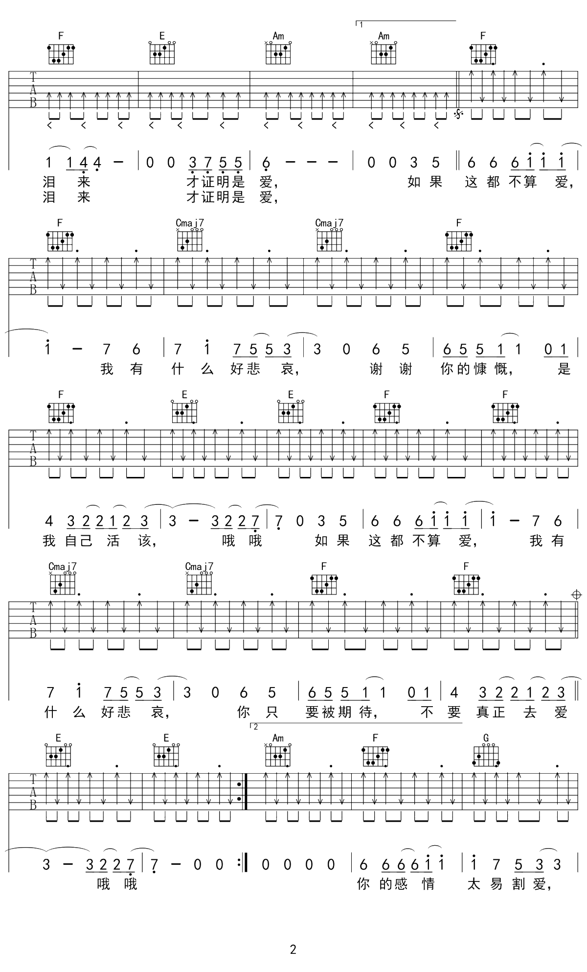 如果这都不算爱吉他谱 C调 张学友 胡sir音乐教室出品2