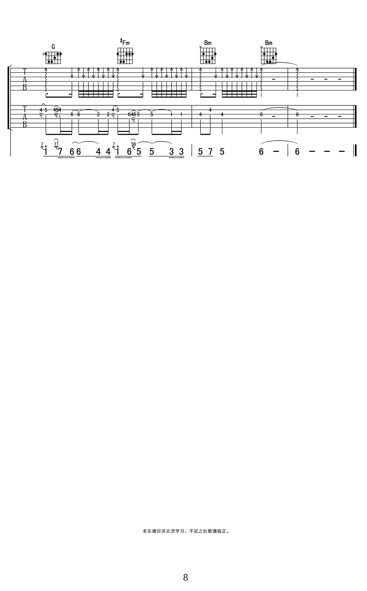 Cancion Triste吉他谱 重奏 jesse cook 予山璥编配8