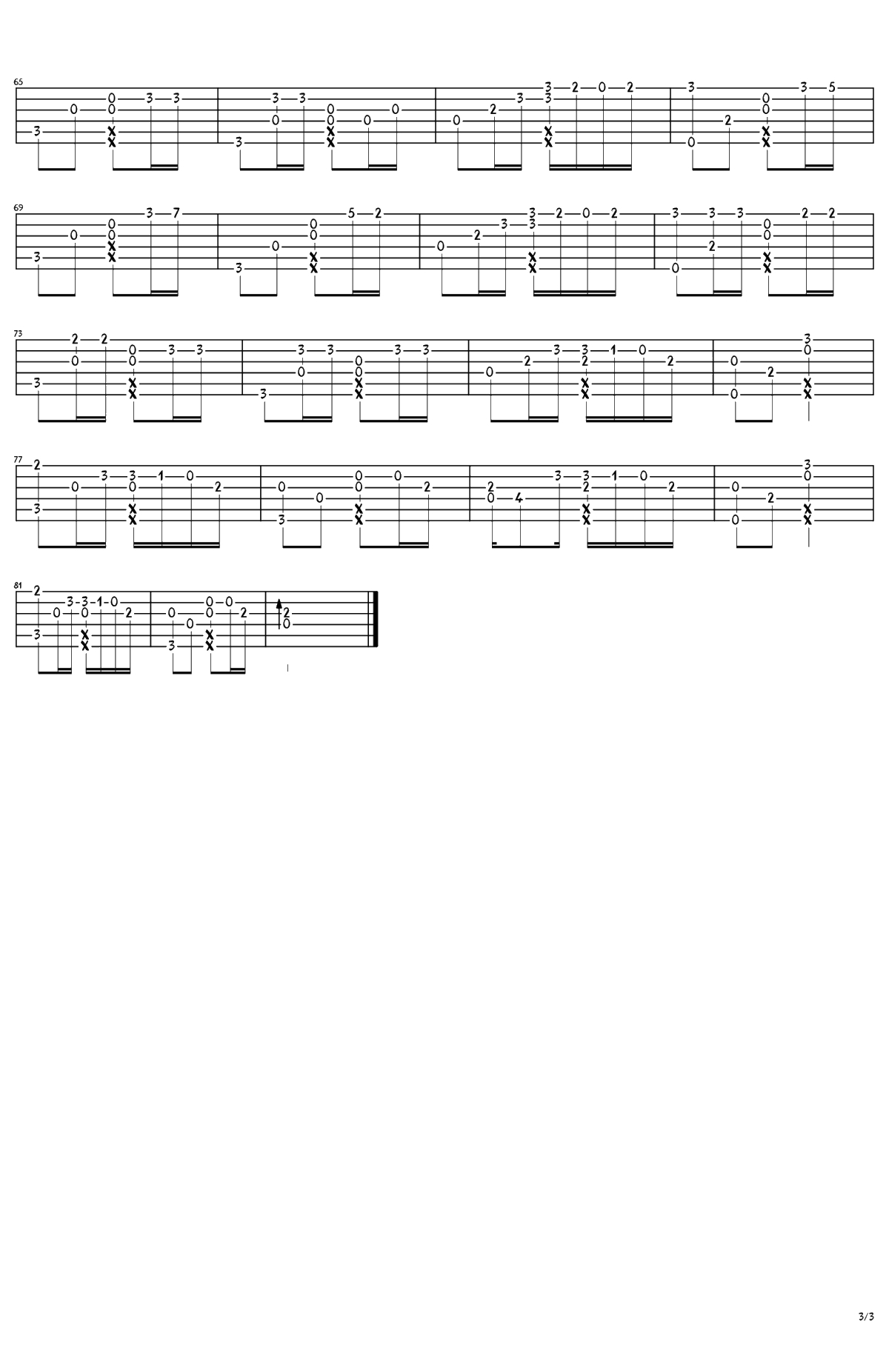 来自天堂的魔鬼吉他指弹谱 邓紫棋 吉他独奏谱3