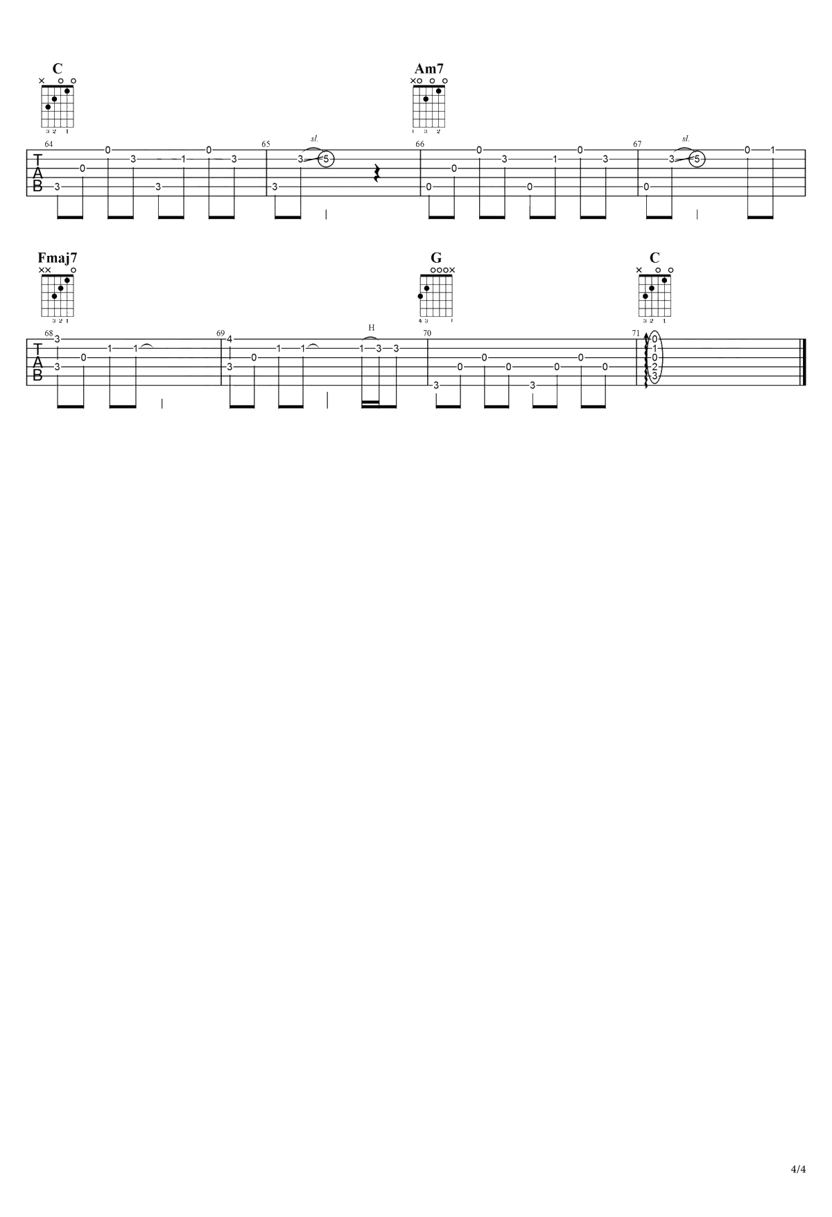 那就这样吧吉他谱 C调弹唱谱 动力火车 完整版4