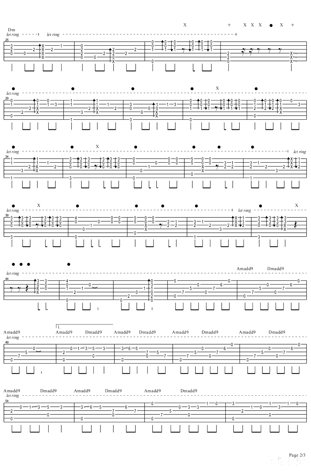 无语问苍天吉他指弹谱 Beyond 吉他独奏谱2