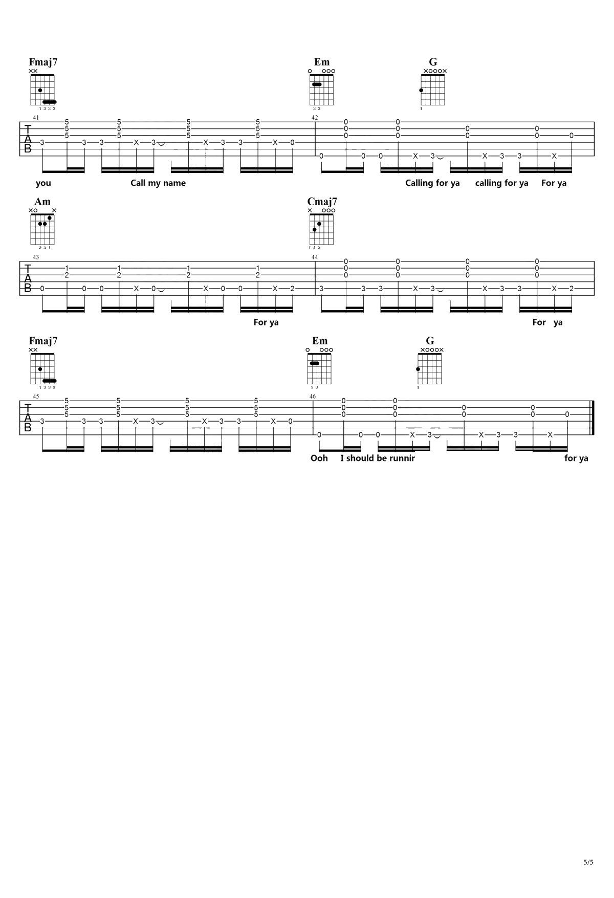 Senorita吉他谱 弹唱六线谱 Shawn Mendes/Camila Cabello5