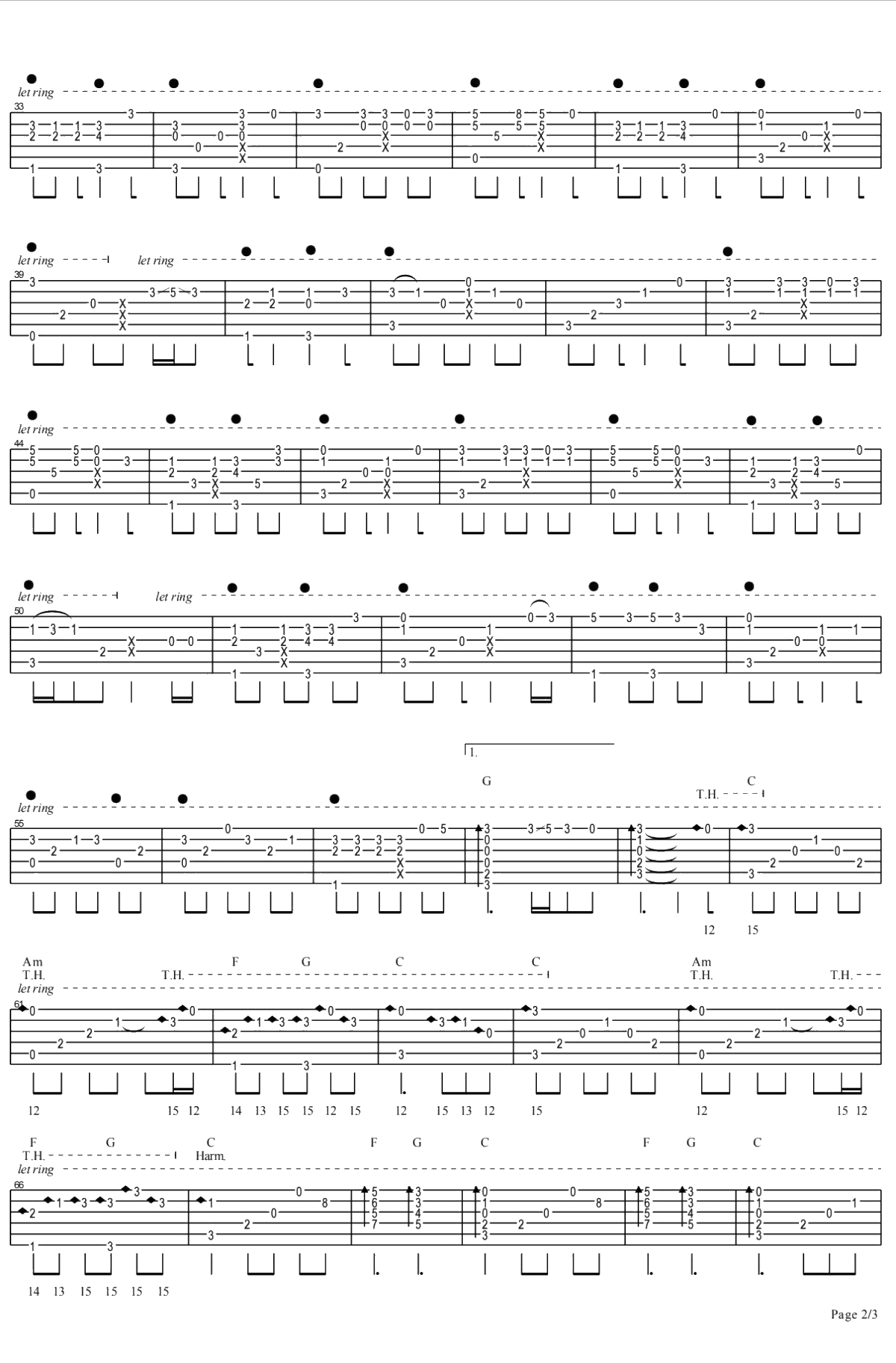 成都指弹谱 吉他独奏谱 赵雷 指弹2