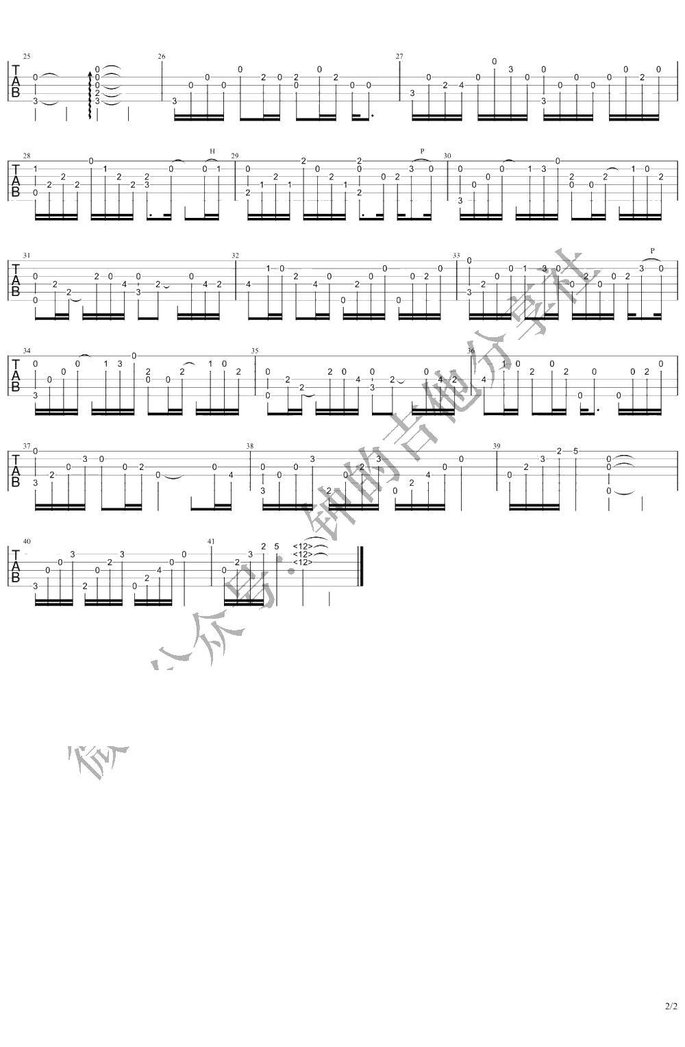 十年指弹谱 吉他独奏 陈奕迅 粤语《明年今日》2