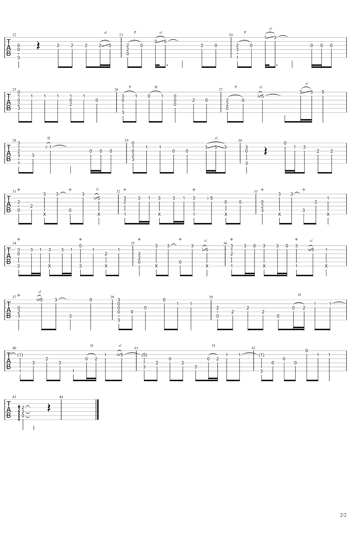 芒种指弹谱 吉他独奏谱 指弹2