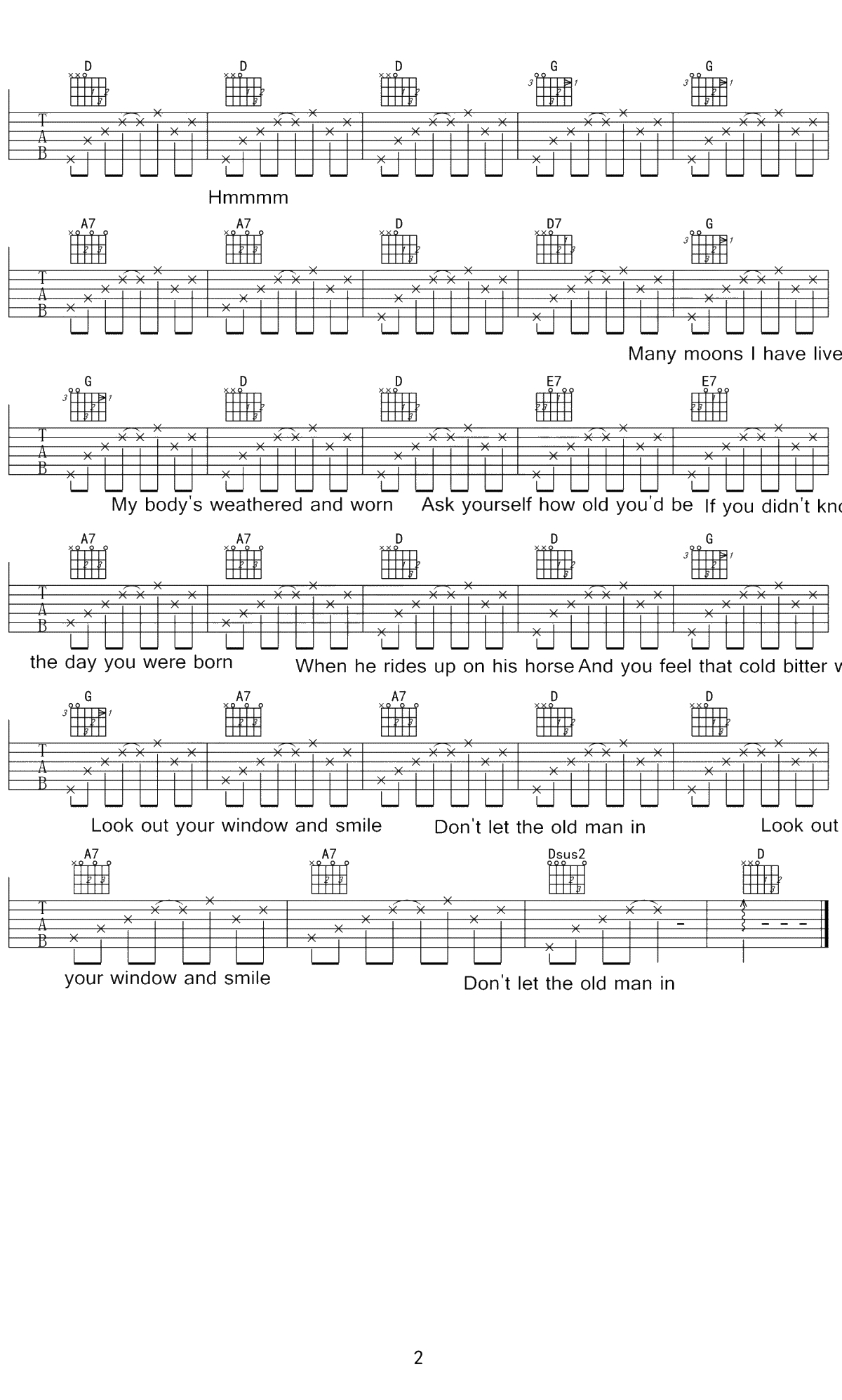 Don't Let the Old Man In吉他谱_Toby Keith_弹唱六线谱2