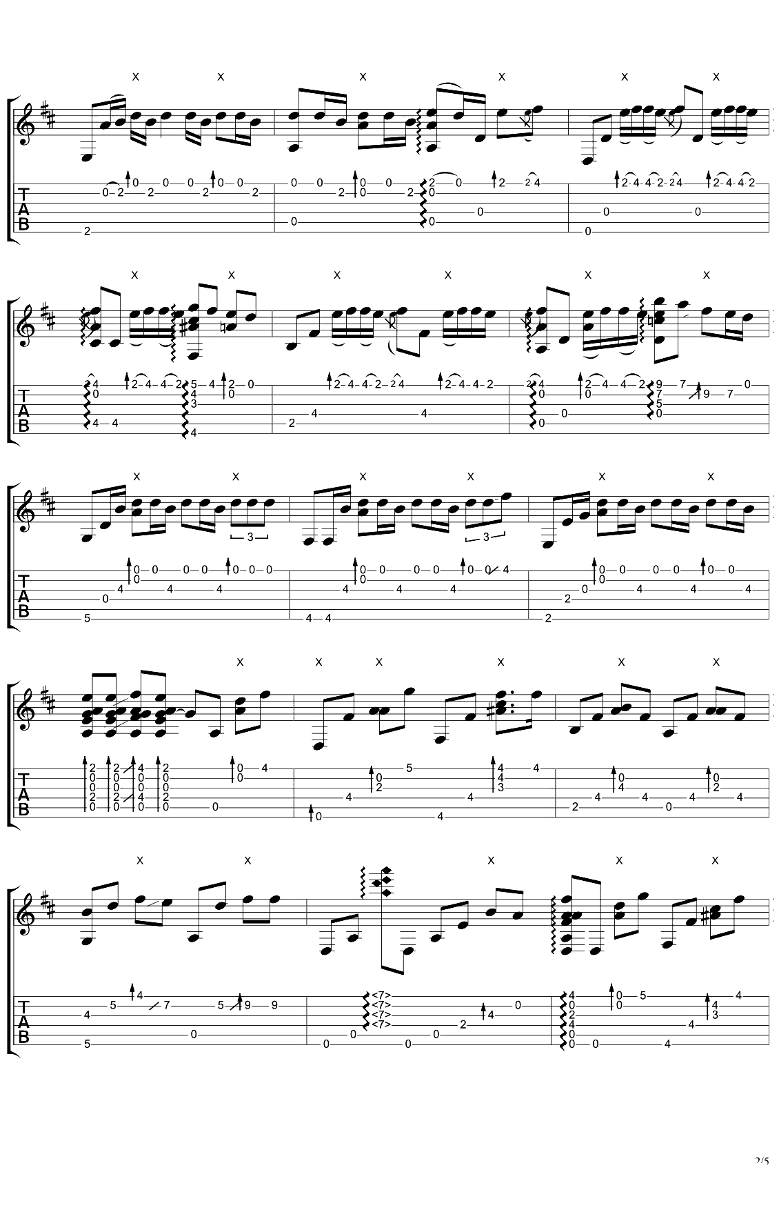 说好不哭指弹谱 周杰伦 吉他独奏谱 指弹2