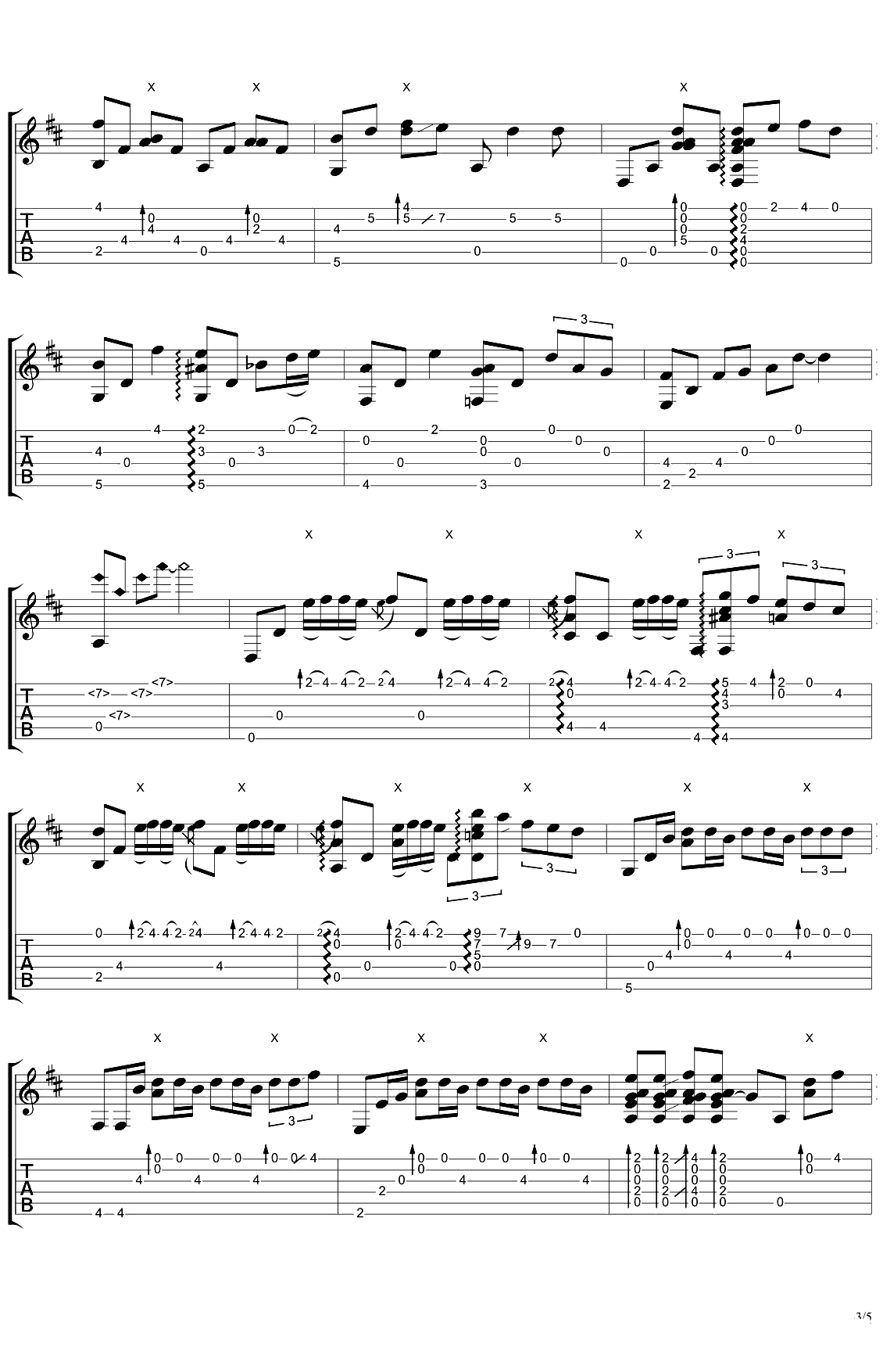 说好不哭指弹谱 周杰伦 吉他独奏谱 指弹3