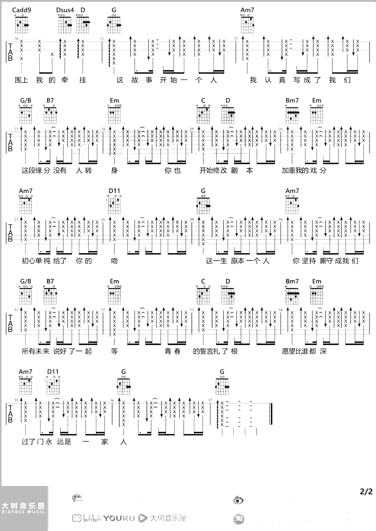 将故事写成我们吉他谱 G调 林俊杰 弹唱2