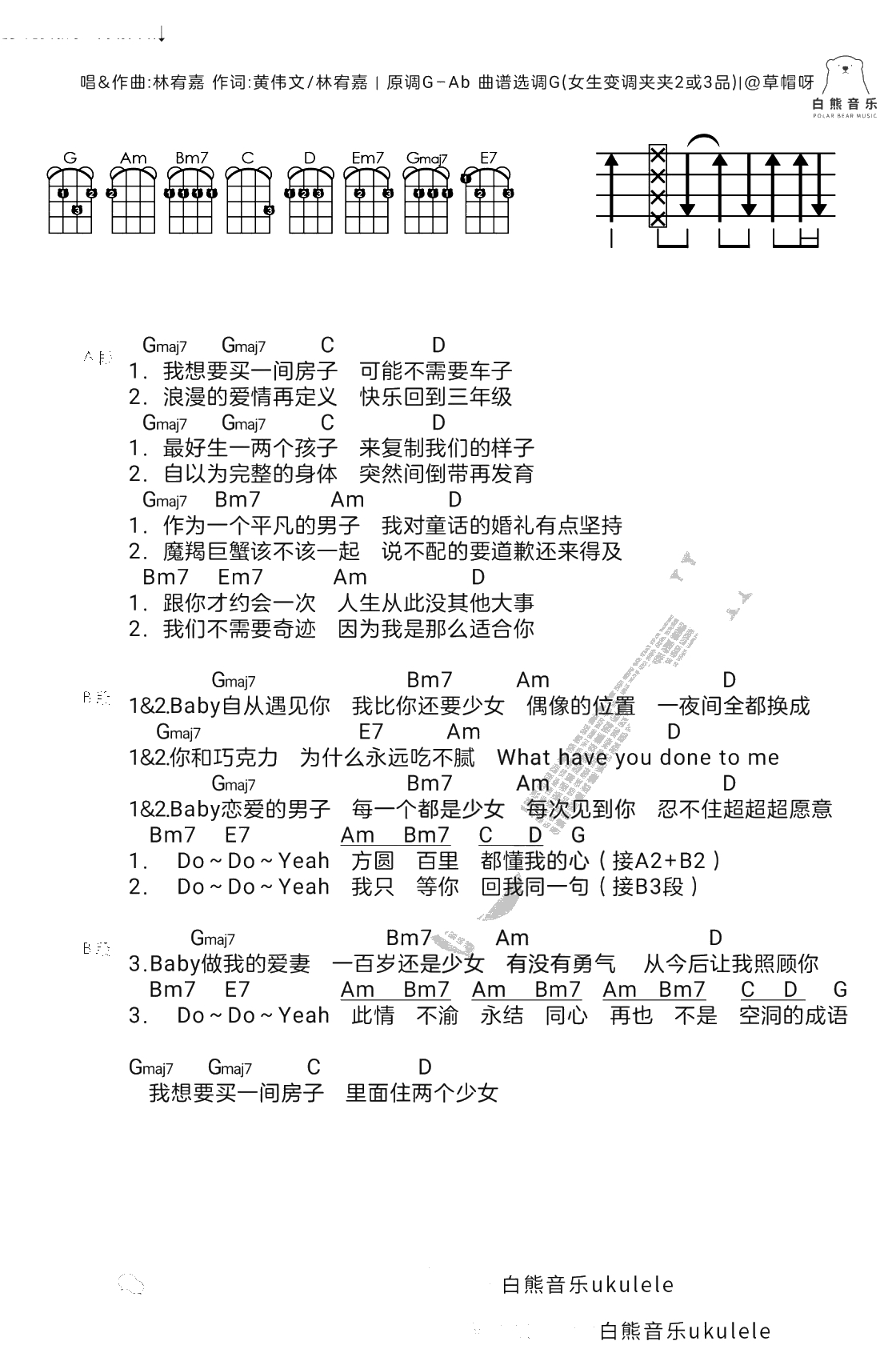 林宥嘉《少女》吉他谱 G调和弦弹唱谱1