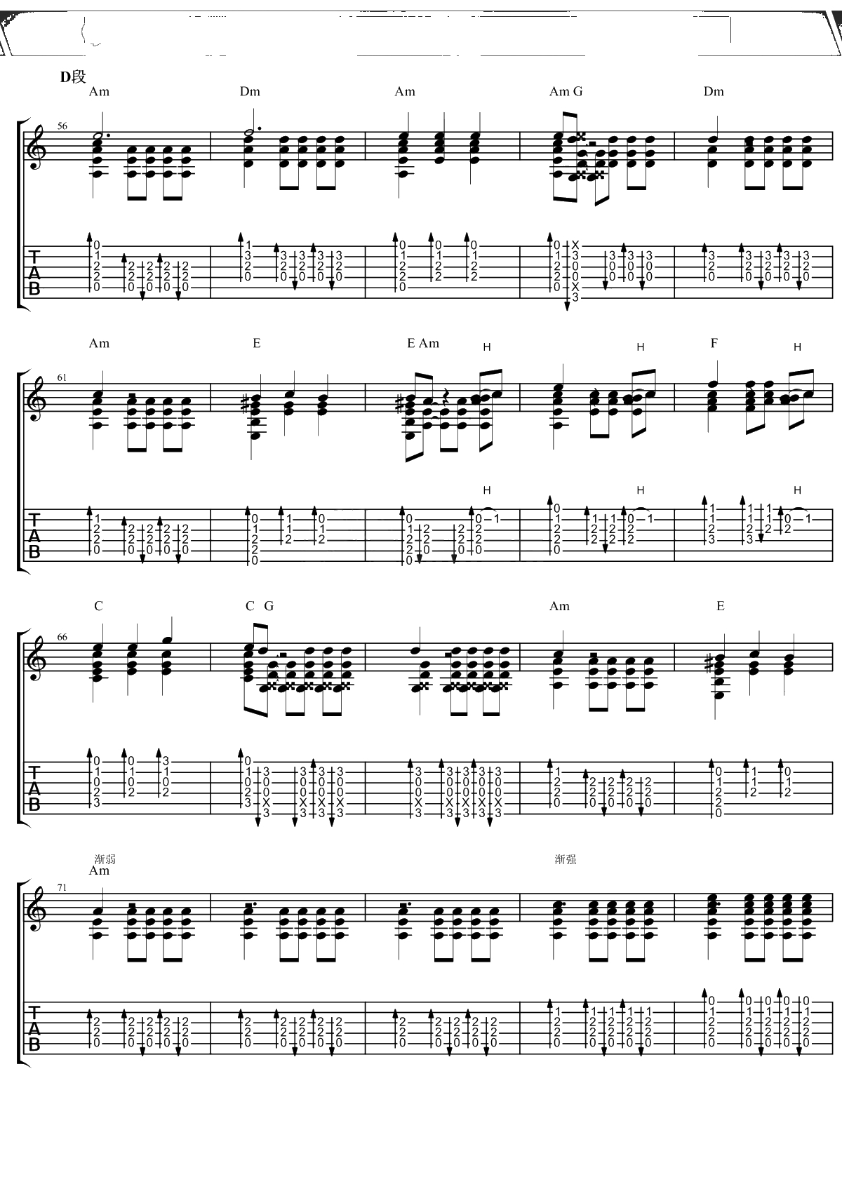 He's A Pirate指弹谱 加勒比海盗主题曲 指弹独奏吉他 4