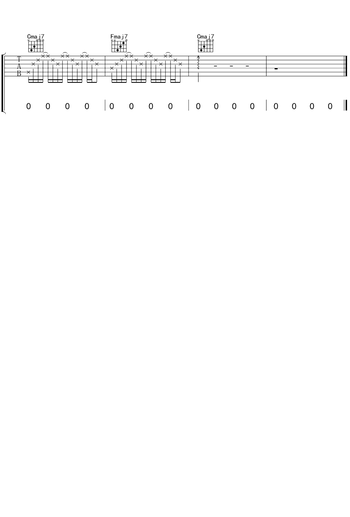 最小的海吉他谱 C调 曹方 弹唱六线谱3