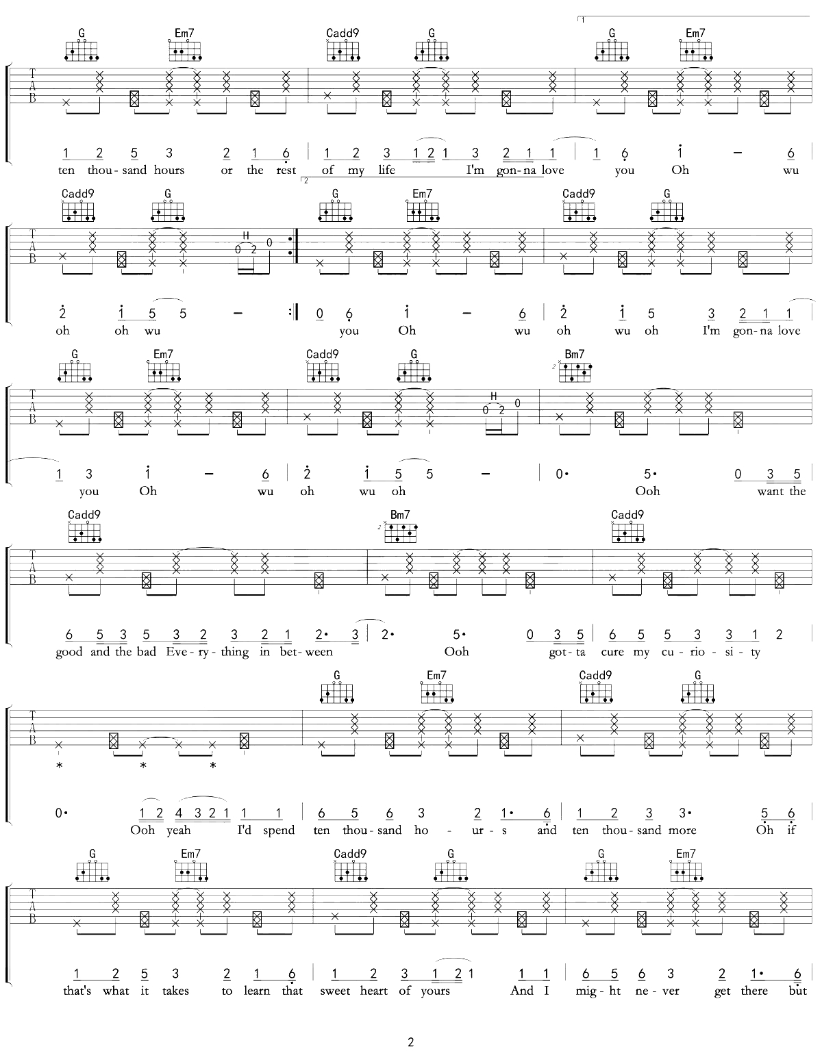 10000 Hours吉他谱 Justin Bieber G调弹唱谱2
