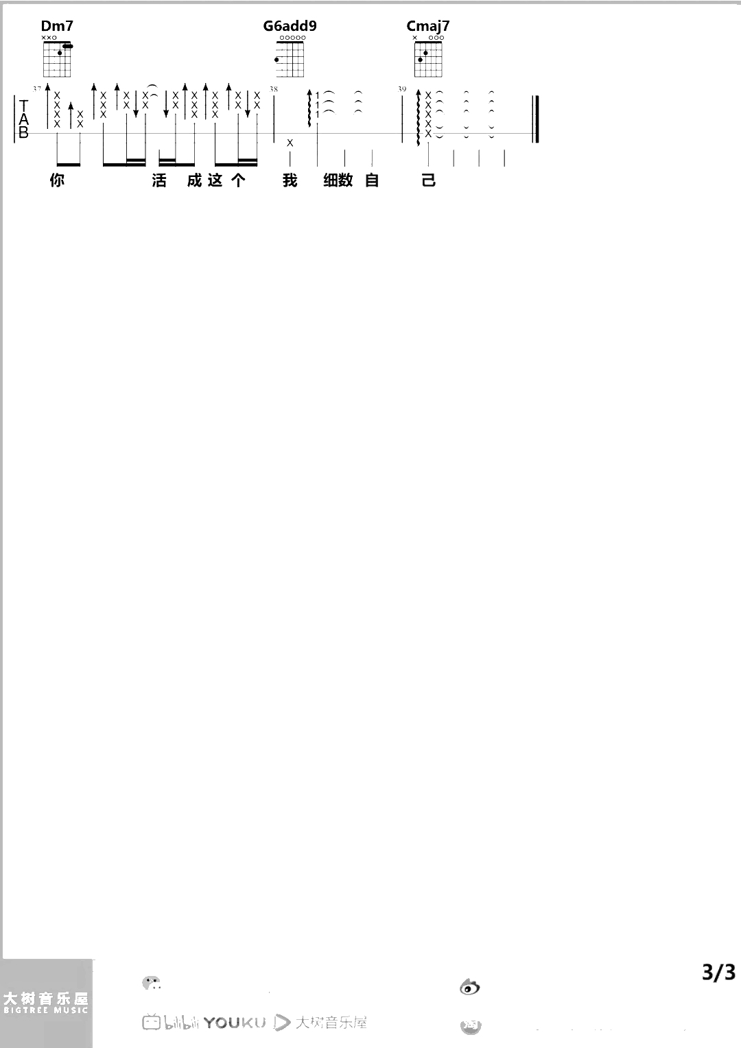 年轮说吉他谱 C调杨丞琳 弹唱4