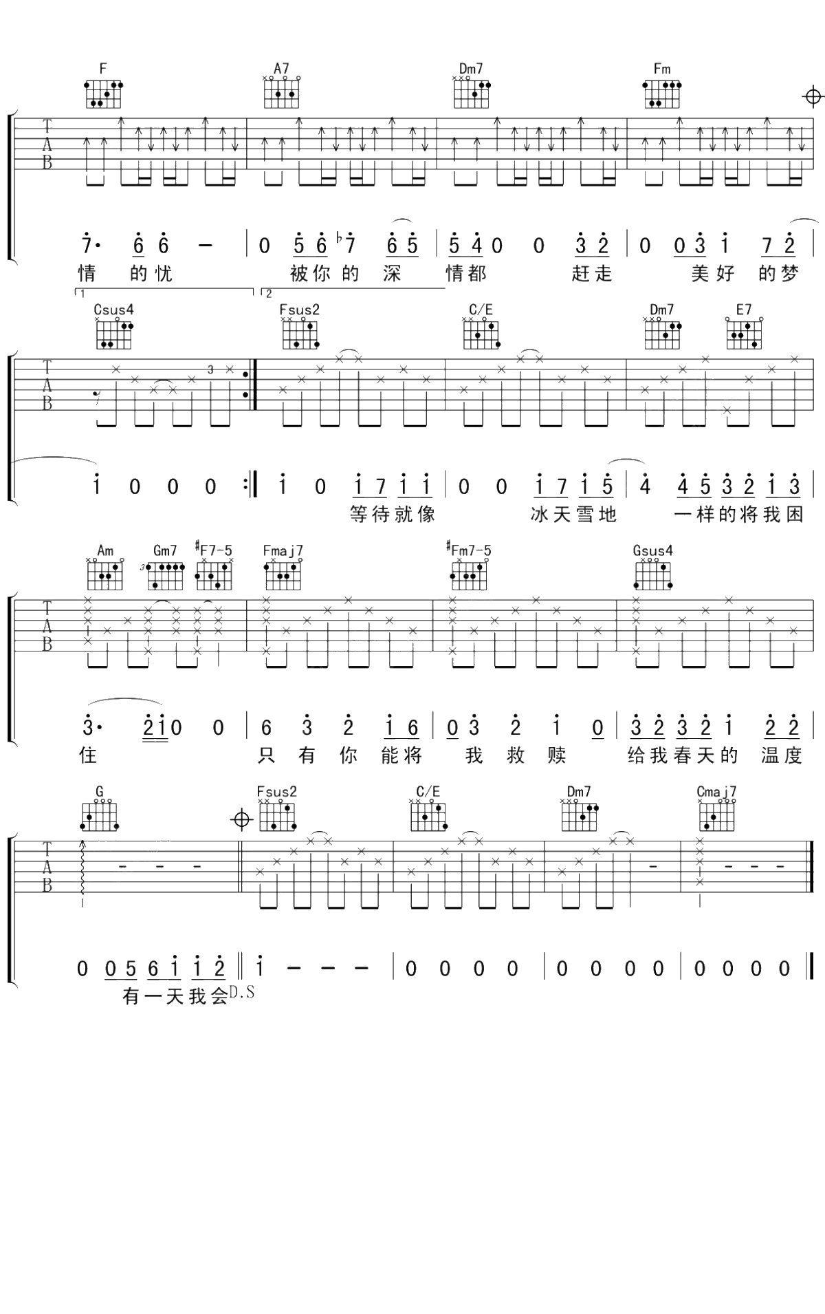 长腿叔叔吉他谱 袁娅维 C调弹唱六线谱3