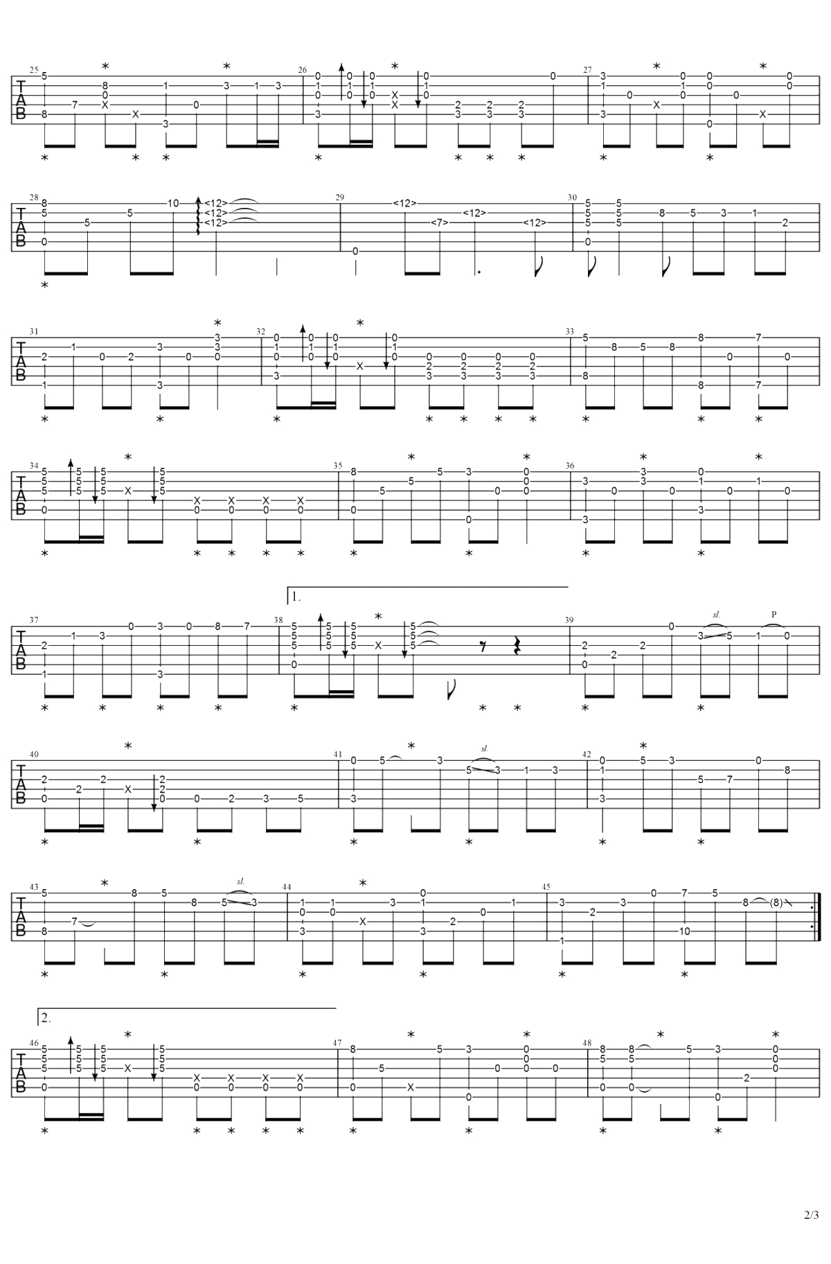 我的中国心指弹谱 吉他独奏谱 指弹2