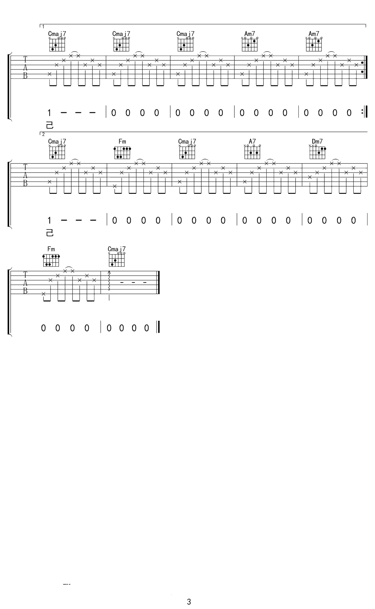 年轮说吉他谱 杨丞琳 C调弹唱谱 3