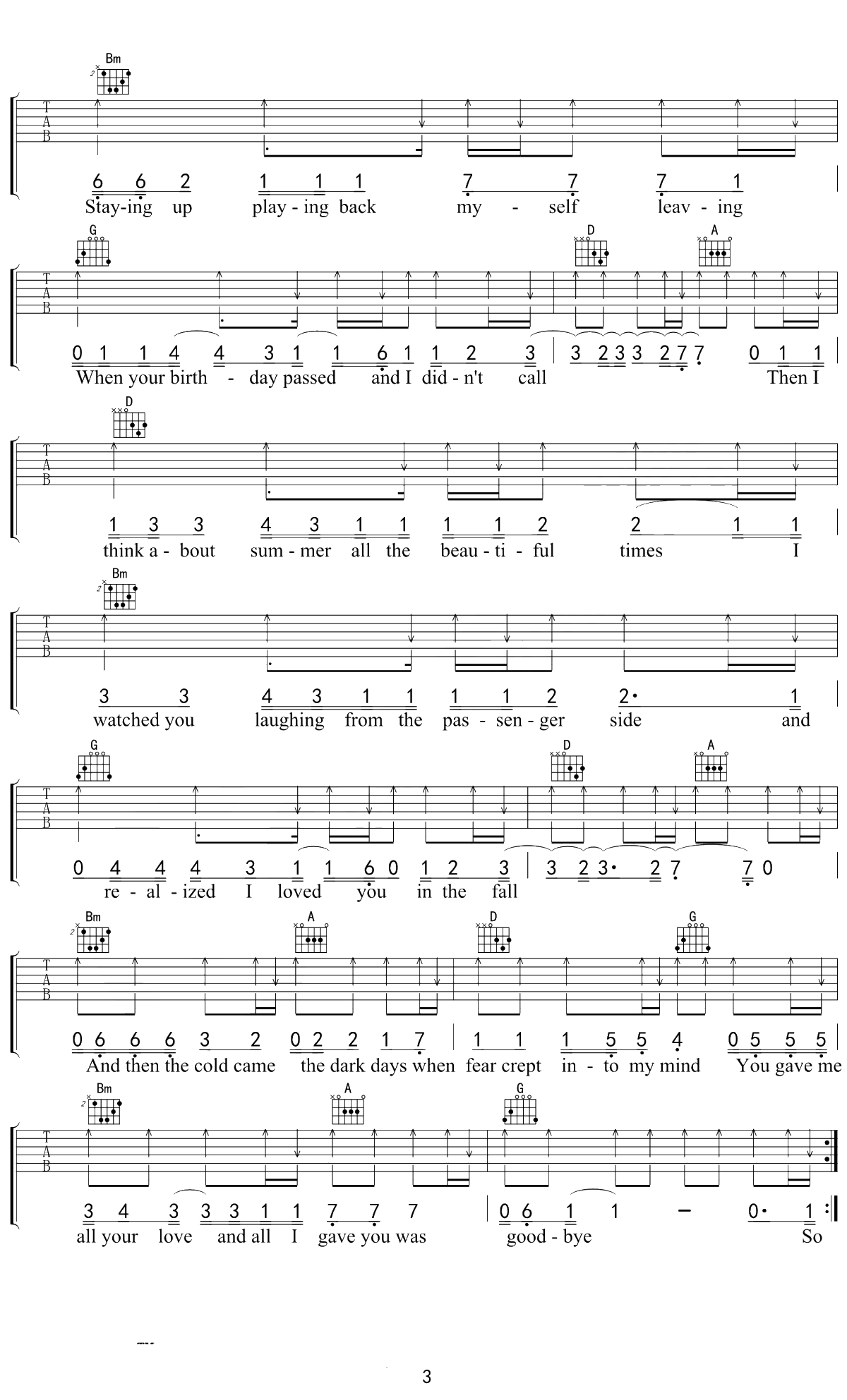 Back To December吉他谱 Taylor Swift 泰勒斯威夫特 D调弹唱谱3