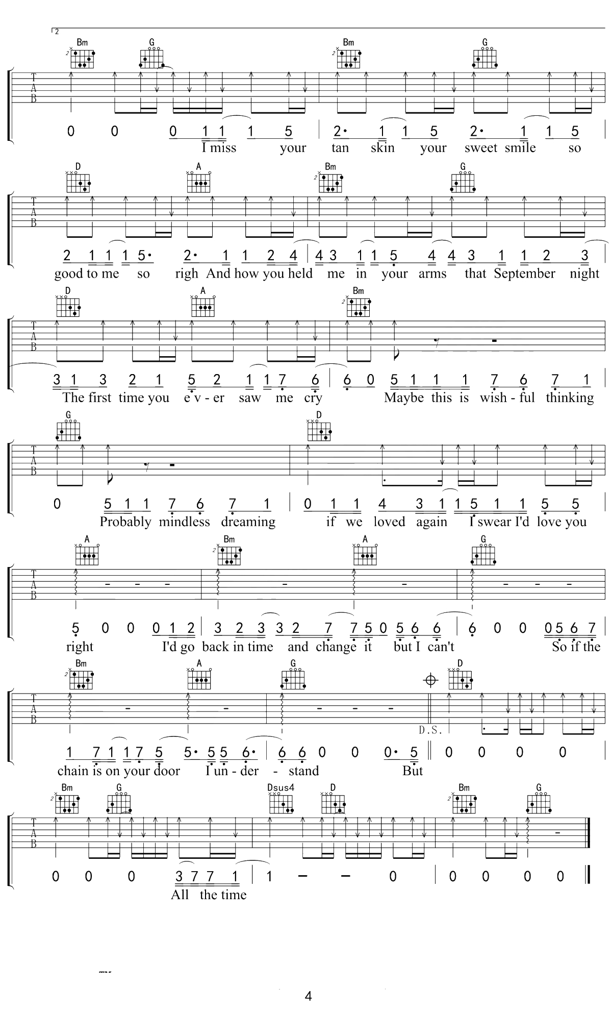 Back To December吉他谱 Taylor Swift 泰勒斯威夫特 D调弹唱谱4