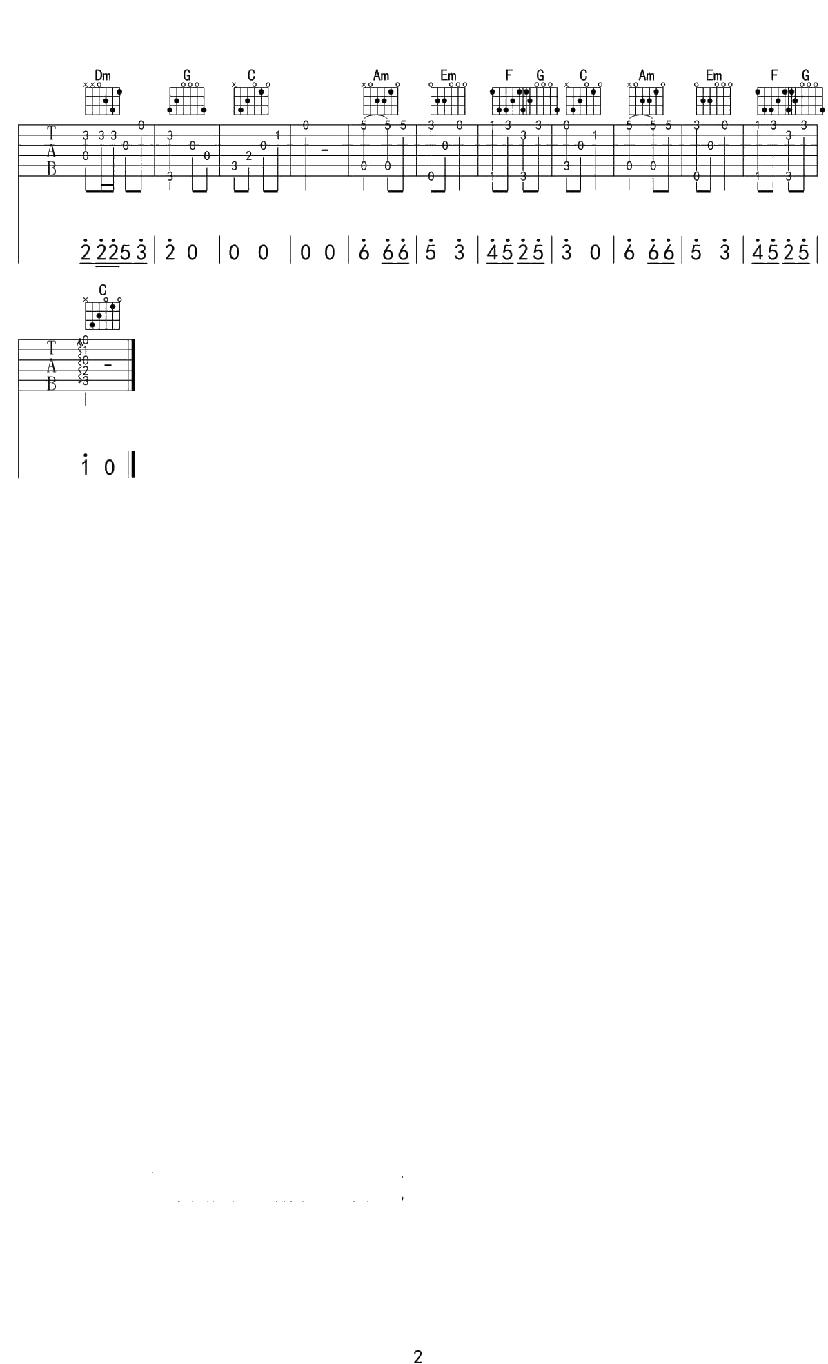 海伦《桥边姑娘》C调指弹吉他谱2