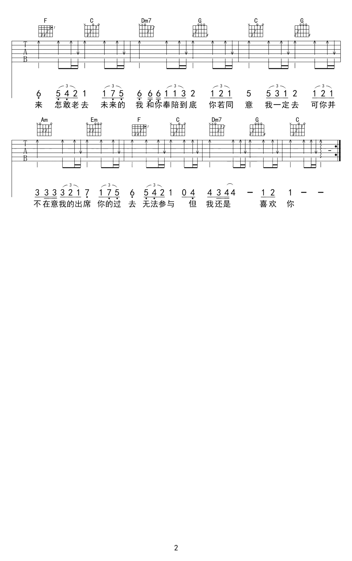 221小伙伴《遥远的你》吉他谱-C调1