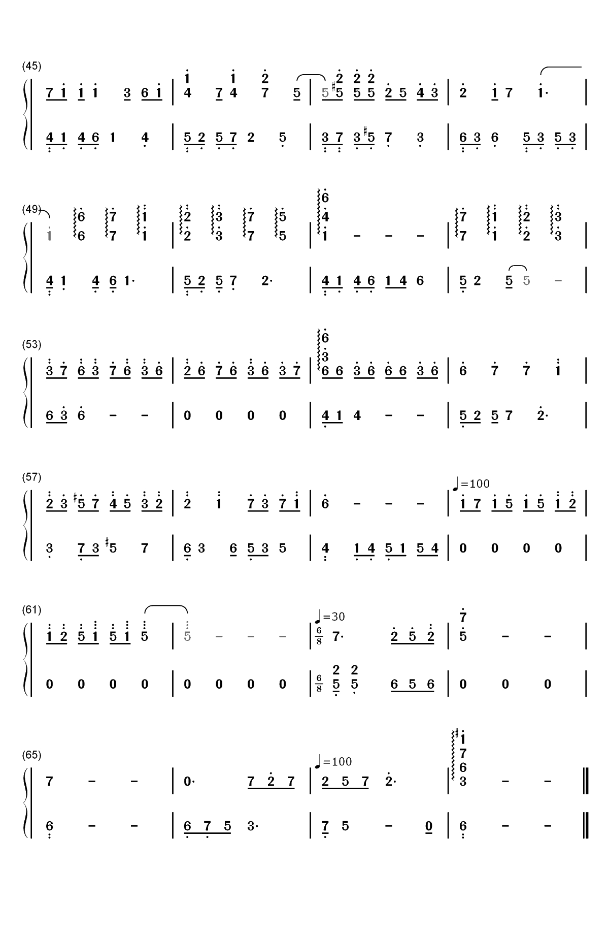 恋与制作人开场音乐双手简谱预览3