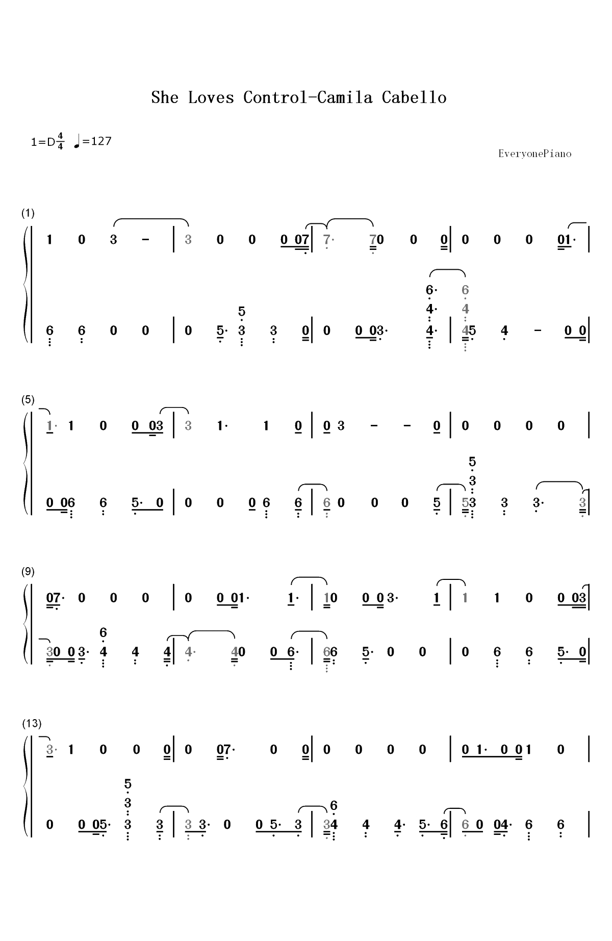 She Loves Control-Camila Cabello双手简谱预览1