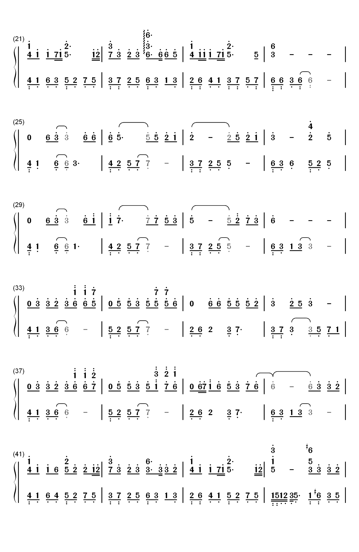 山有木兮-人鱼传说之长生烛主题曲双手简谱预览2