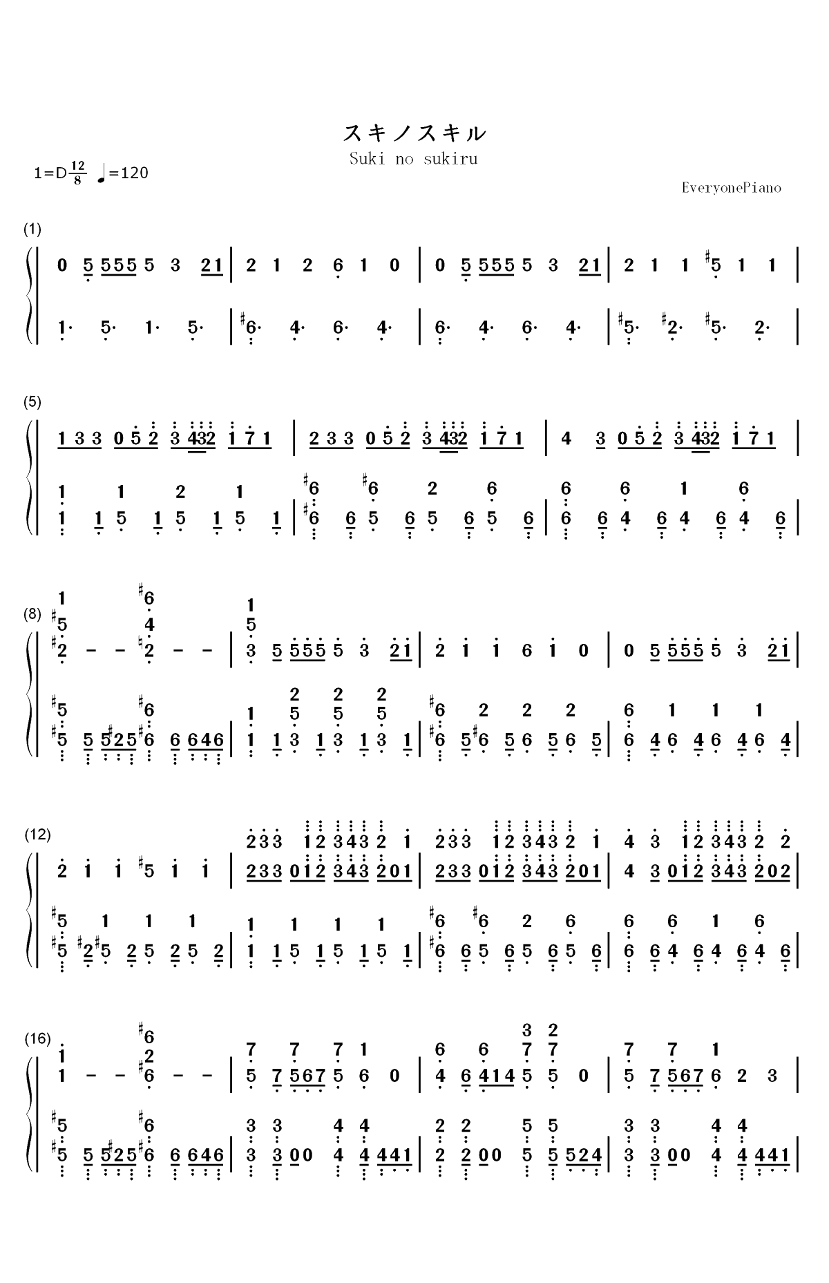 スキノスキル-爆肝工程师的异世界狂想曲ED双手简谱预览1